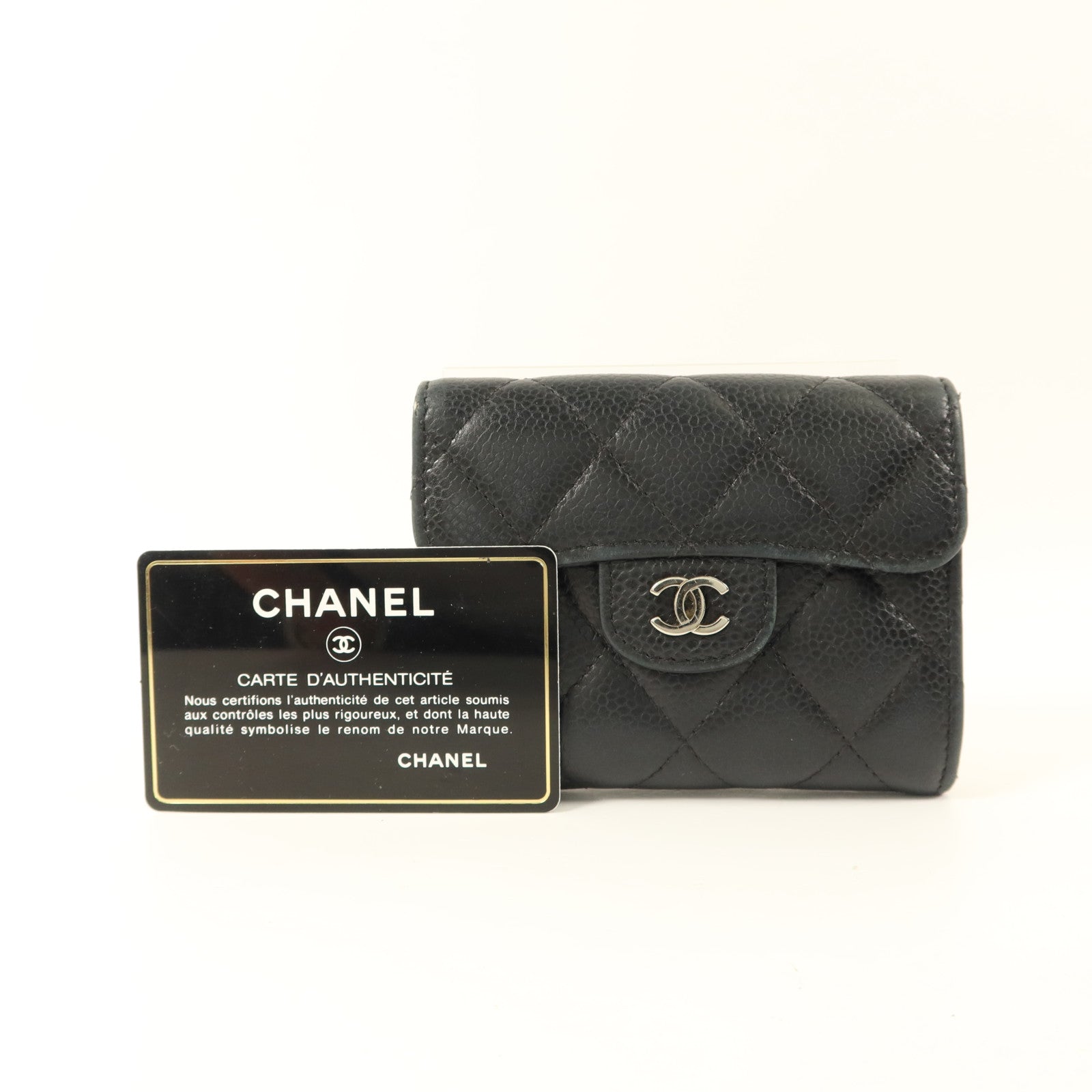 CHANEL 牛皮皮革Card Case銀扣卡片套