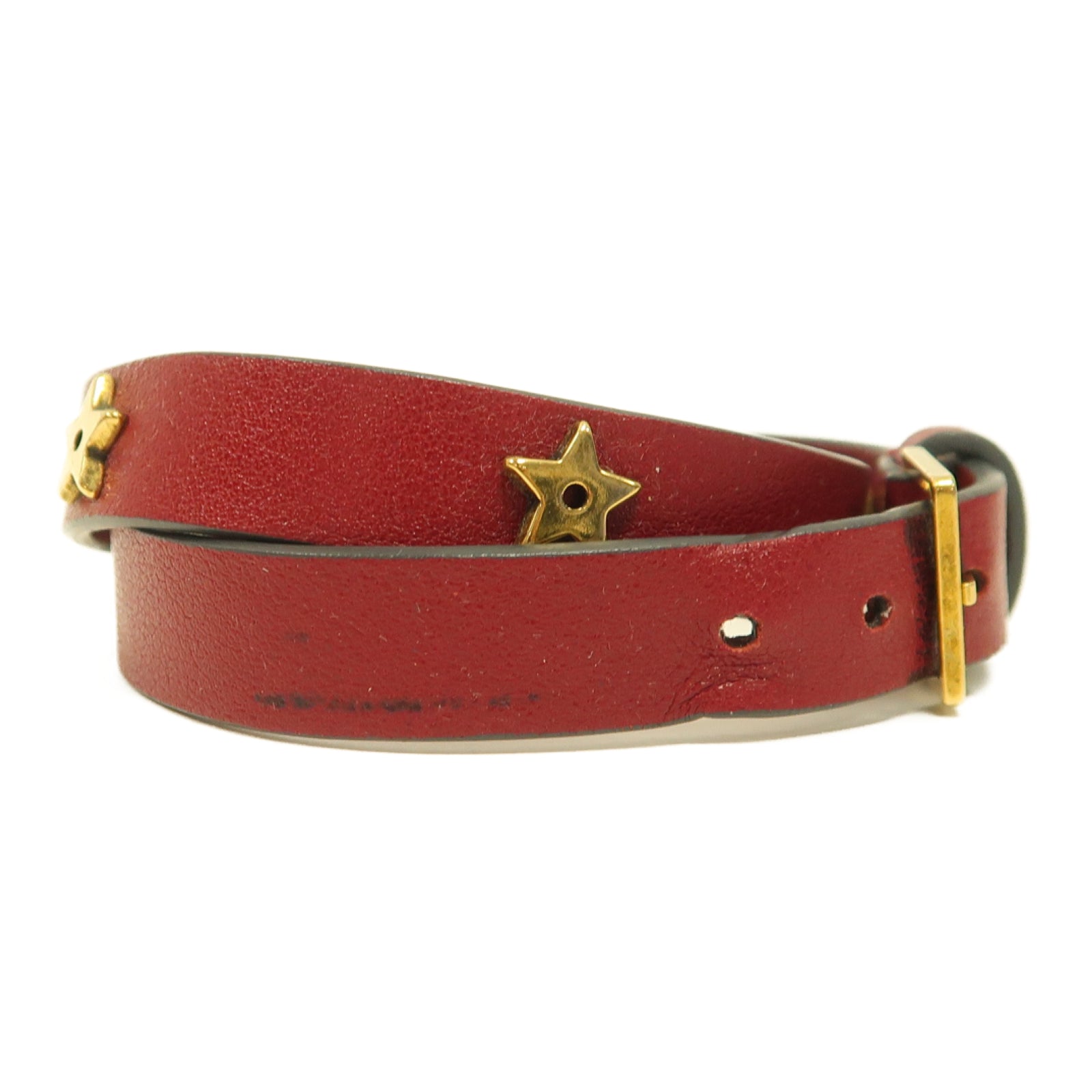 Dior 牛皮皮革/金屬Bracelet金扣手鐲紅色/金色