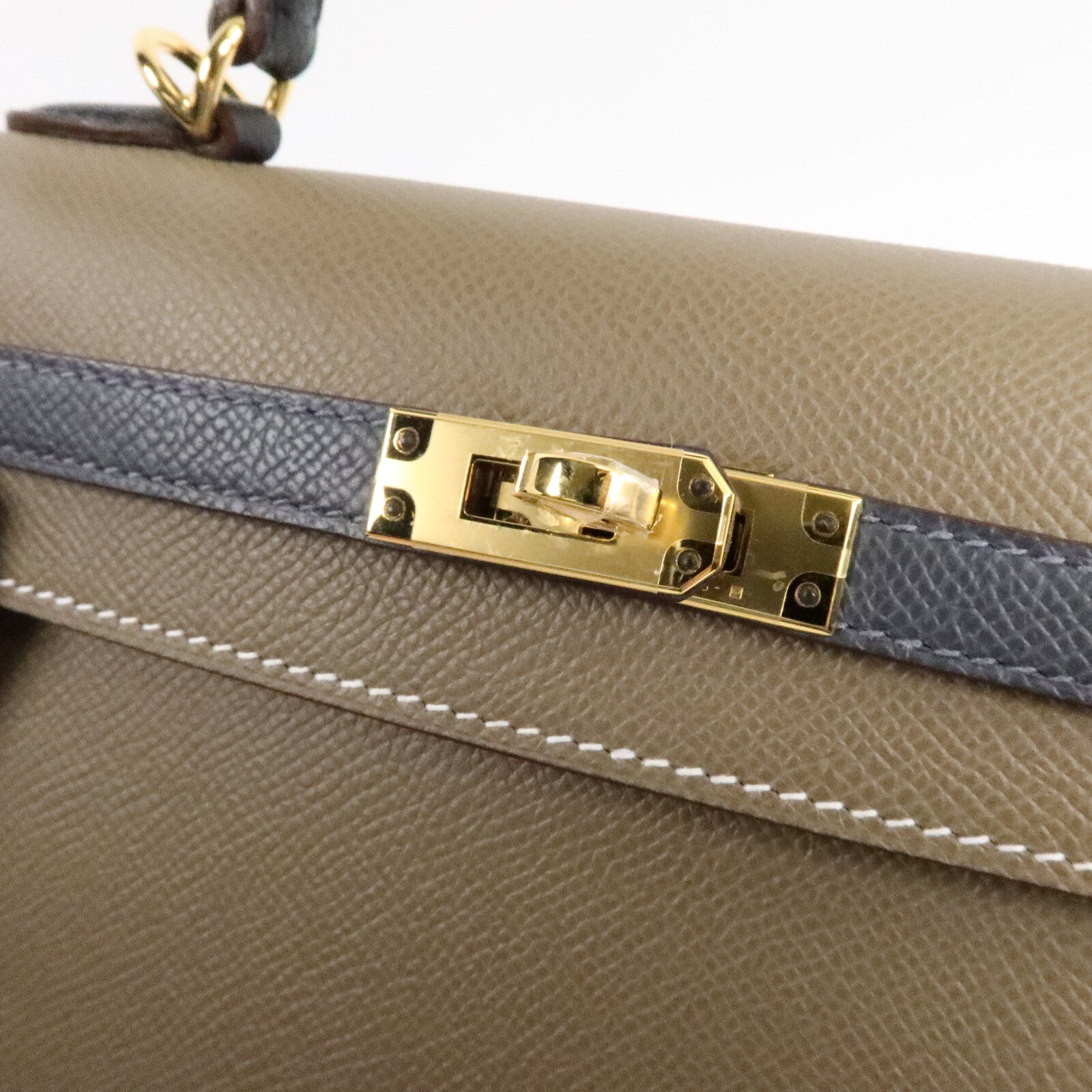 HERMES Epsom皮革Kelly 25手挽肩背兩用袋Etoupe/Ardoise/Noir