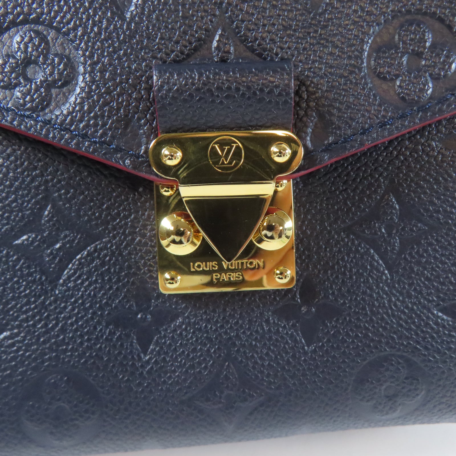 LOUIS VUITTON Monogram Empreinte Pochette Metis金扣手挽肩背兩用袋深藍色