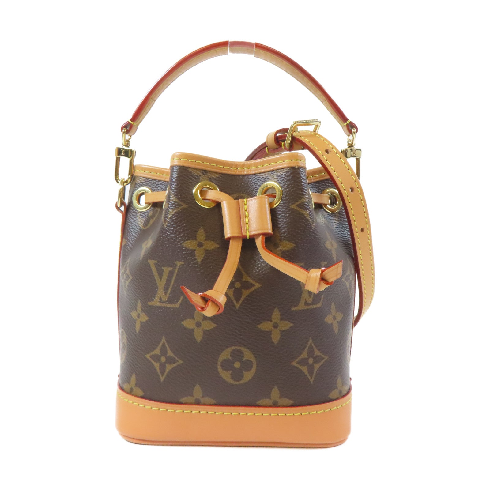 LOUIS VUITTON Monogram Nano Noe金扣手挽肩背兩用袋啡色