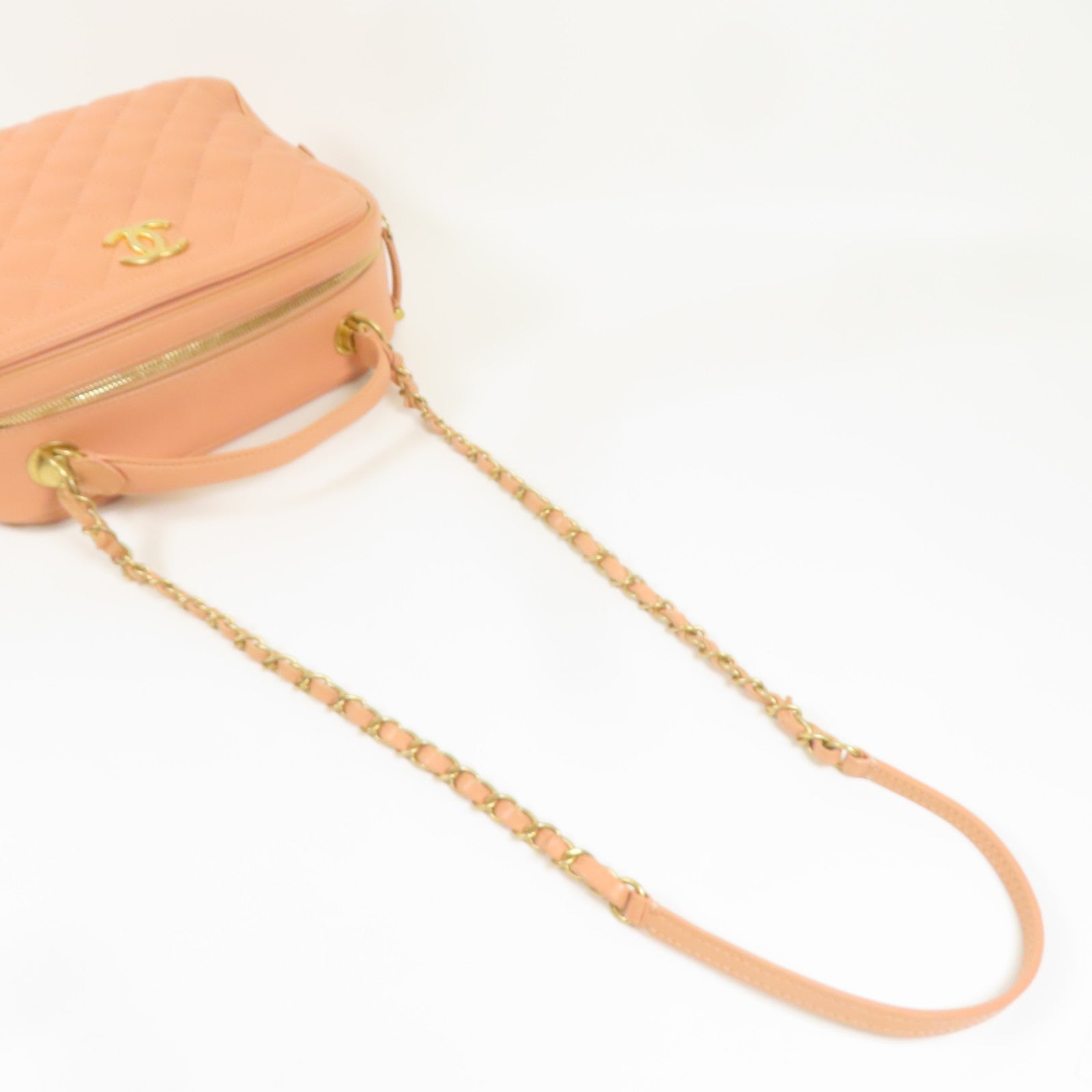 CHANEL 皮革Shoulder Bag金扣鏈帶手挽肩背兩用袋