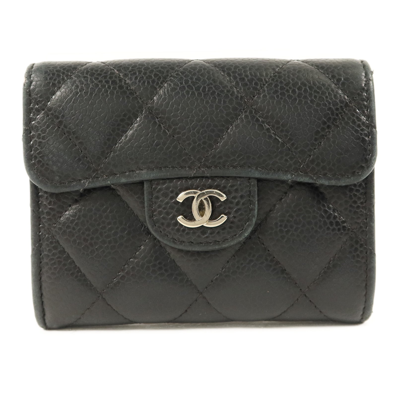 CHANEL 牛皮皮革Card Case銀扣卡片套