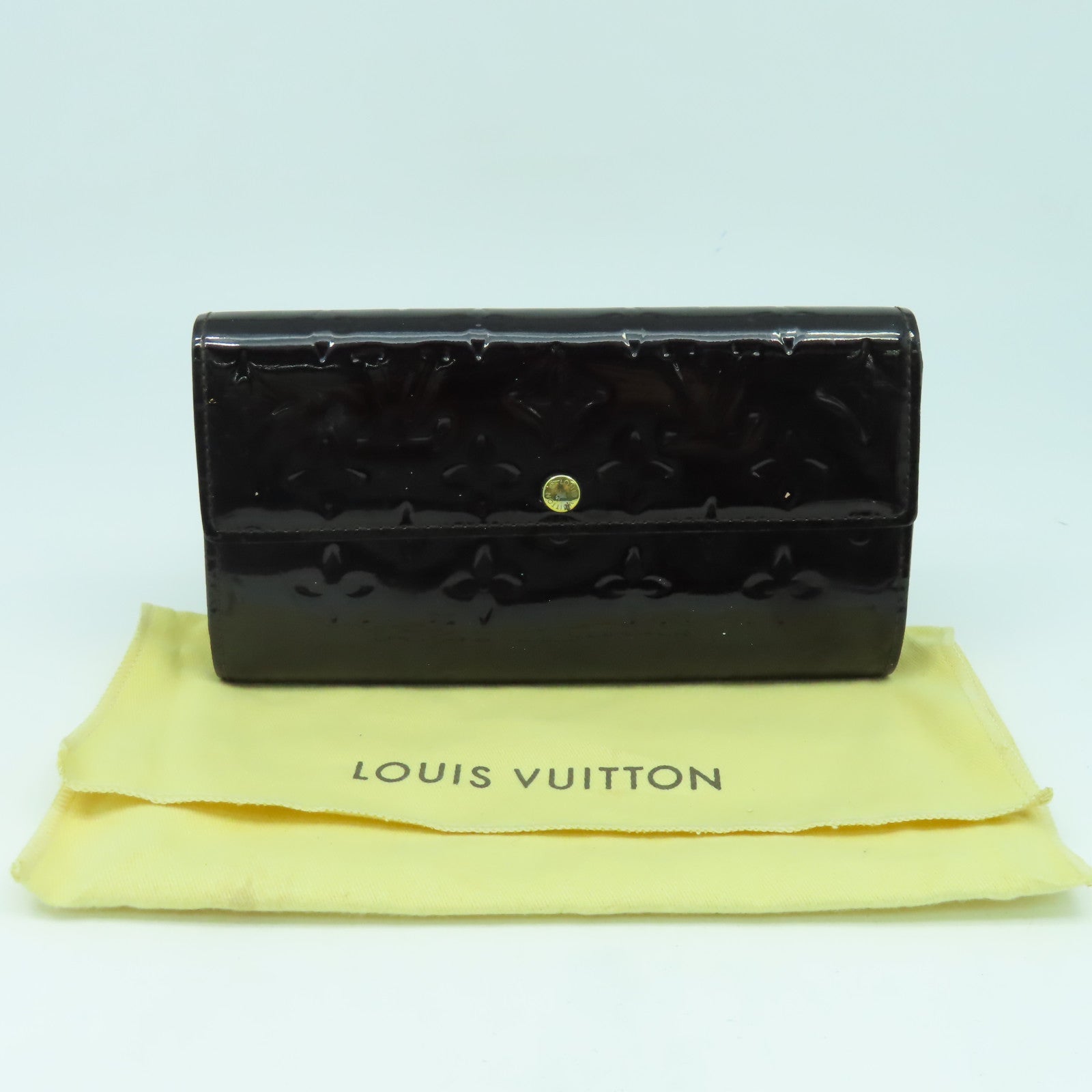 LOUIS VUITTON 【激減優惠】Monogram Vernis Portefeuille Sarah金扣長錢包酒紅色