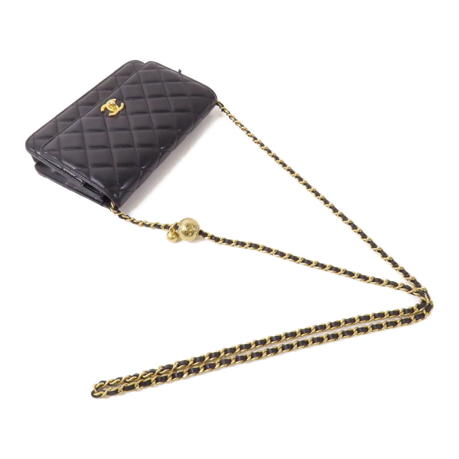 CHANEL 羊皮皮革Wallet On Chain金扣鏈帶肩背袋