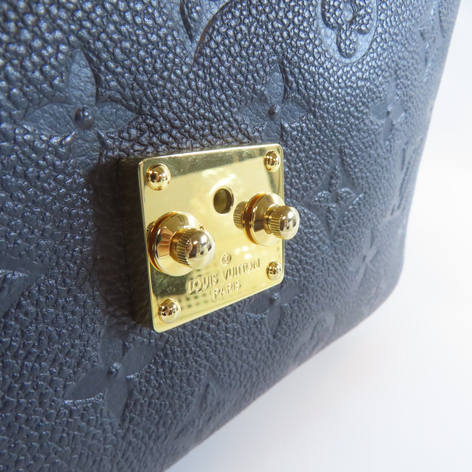 LOUIS VUITTON Monogram Empreinte Pochette Metis金扣手挽肩背兩用袋深藍色