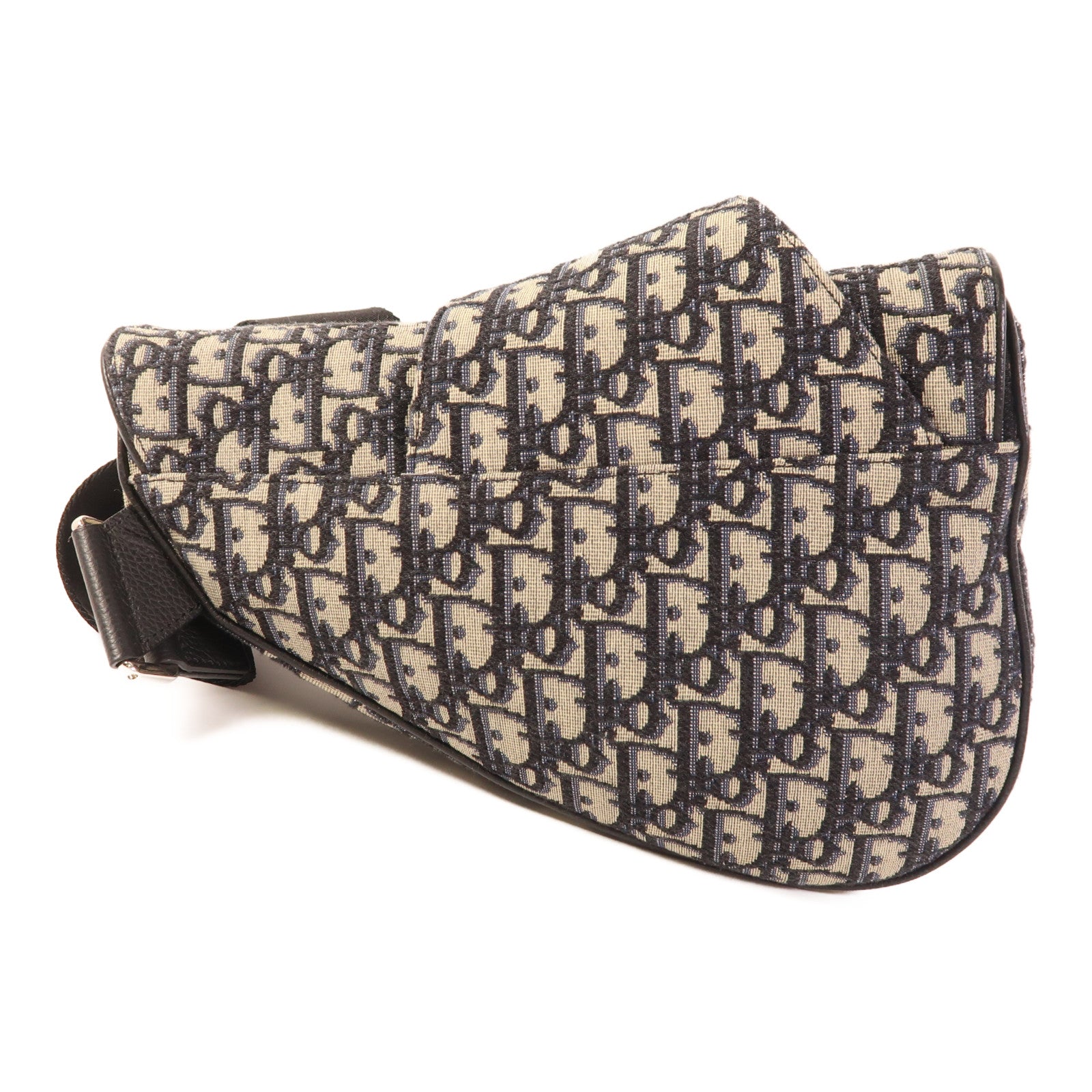 Dior 帆布Saddle Bag銀扣肩背袋