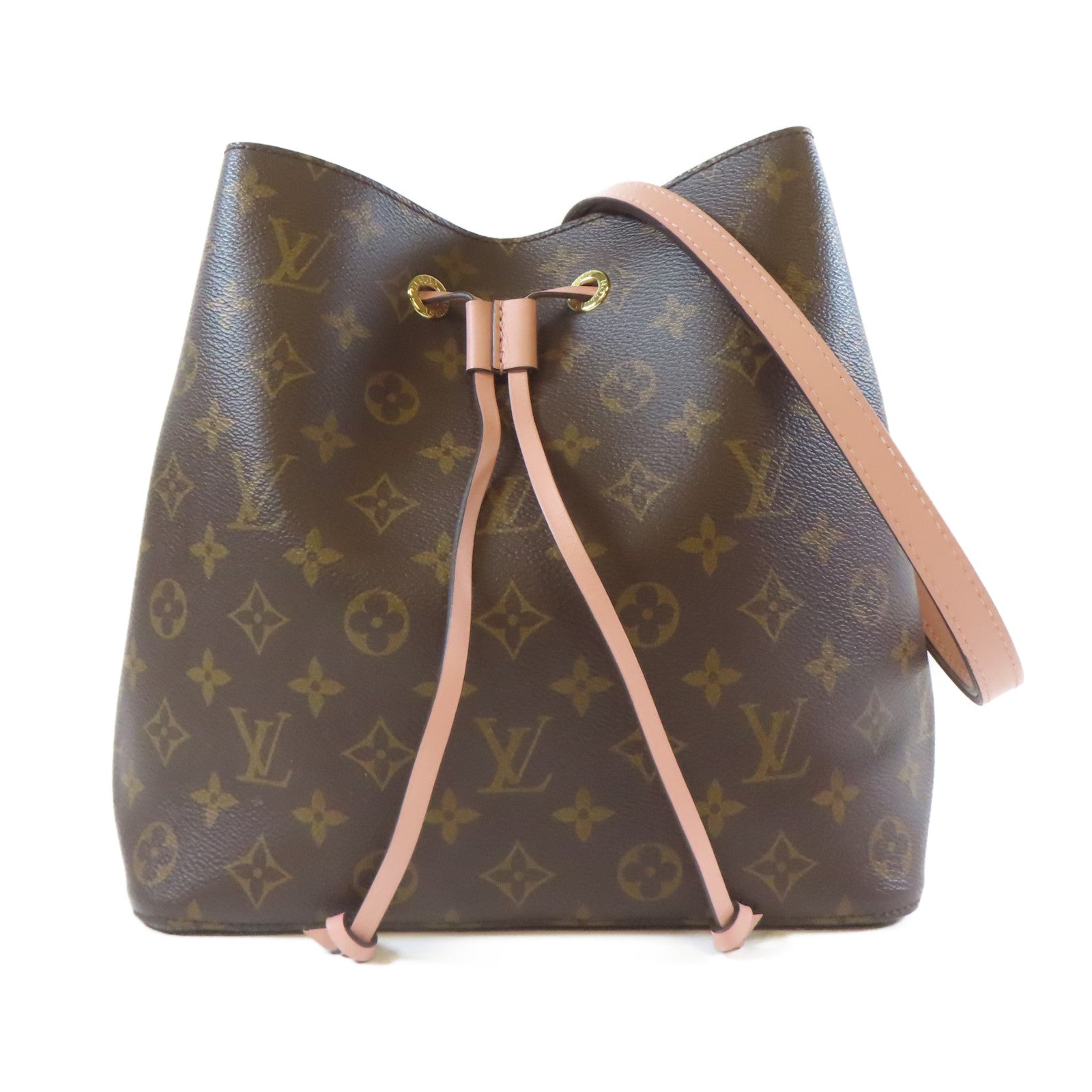 LOUIS VUITTON Monogram Neo Noe MM金扣肩背袋粉紅色/啡色