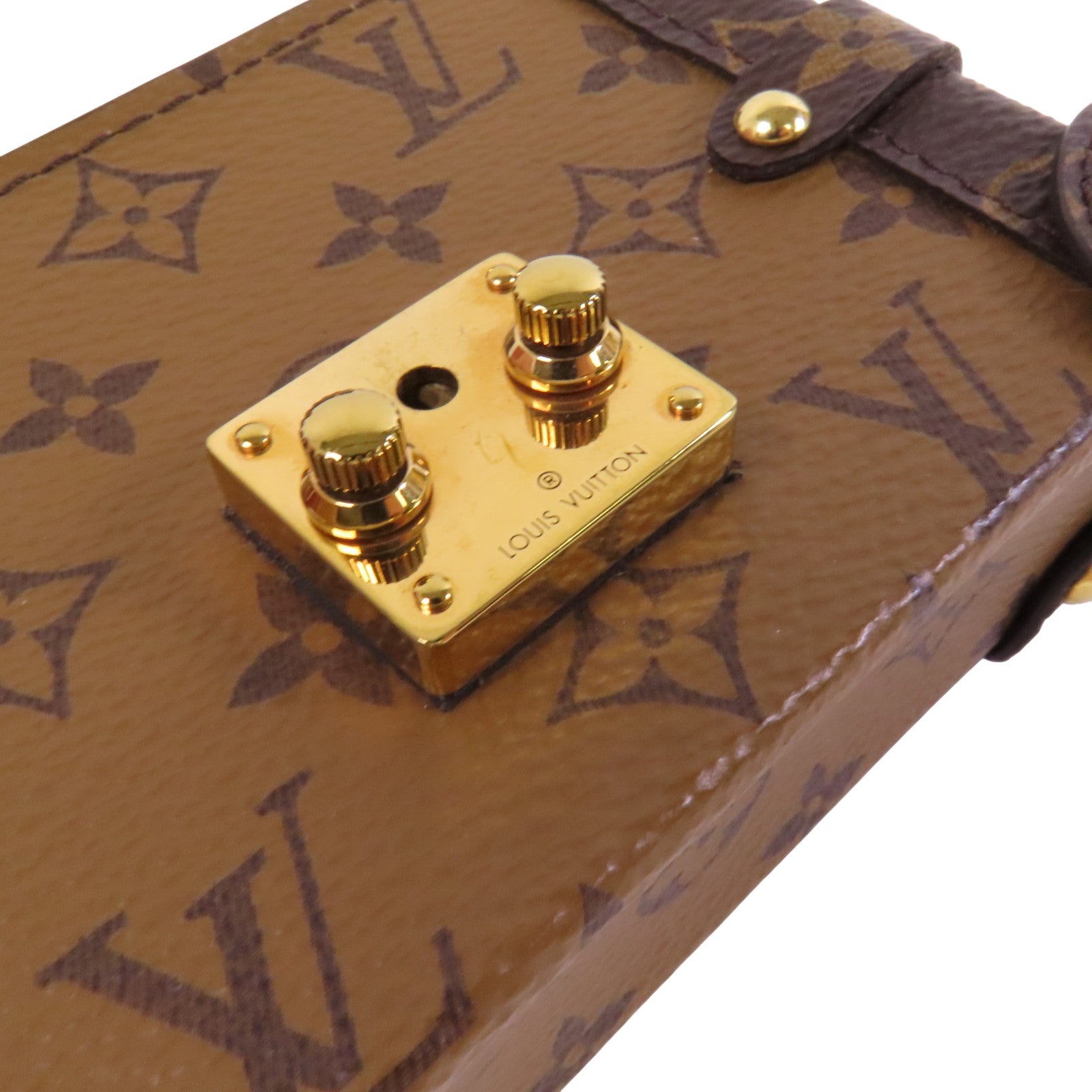 LOUIS VUITTON Monogram Mini Essential Trunk金扣鏈帶肩背袋