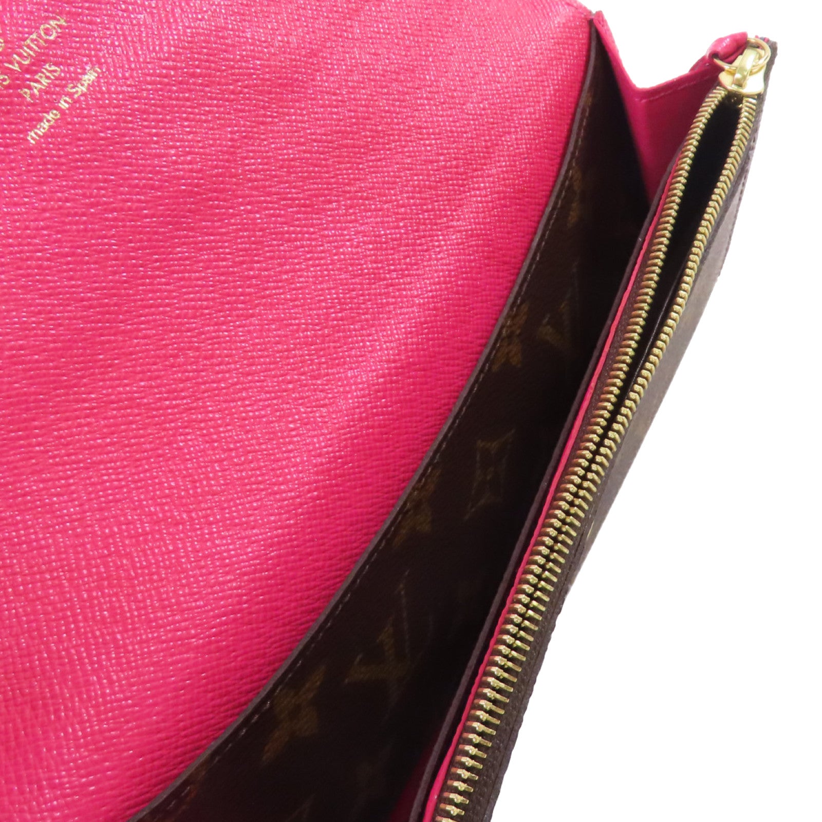 LOUIS VUITTON Monogram Emilie Long wallet金扣長錢包啡色/粉紅色