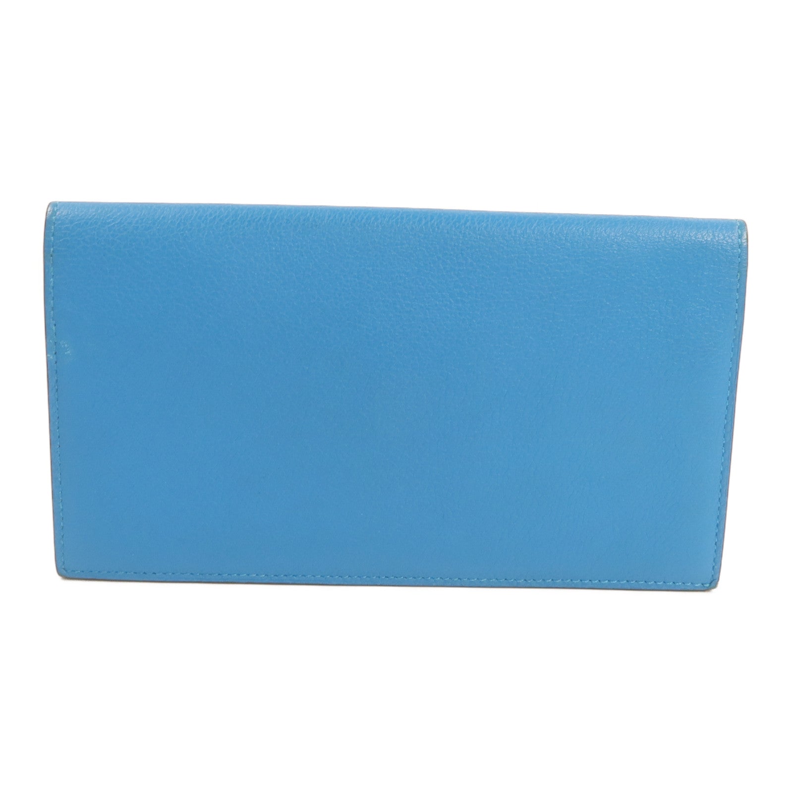 HERMES Evergrain皮革Citizen Twill Long Wallet長錢包Turquoise