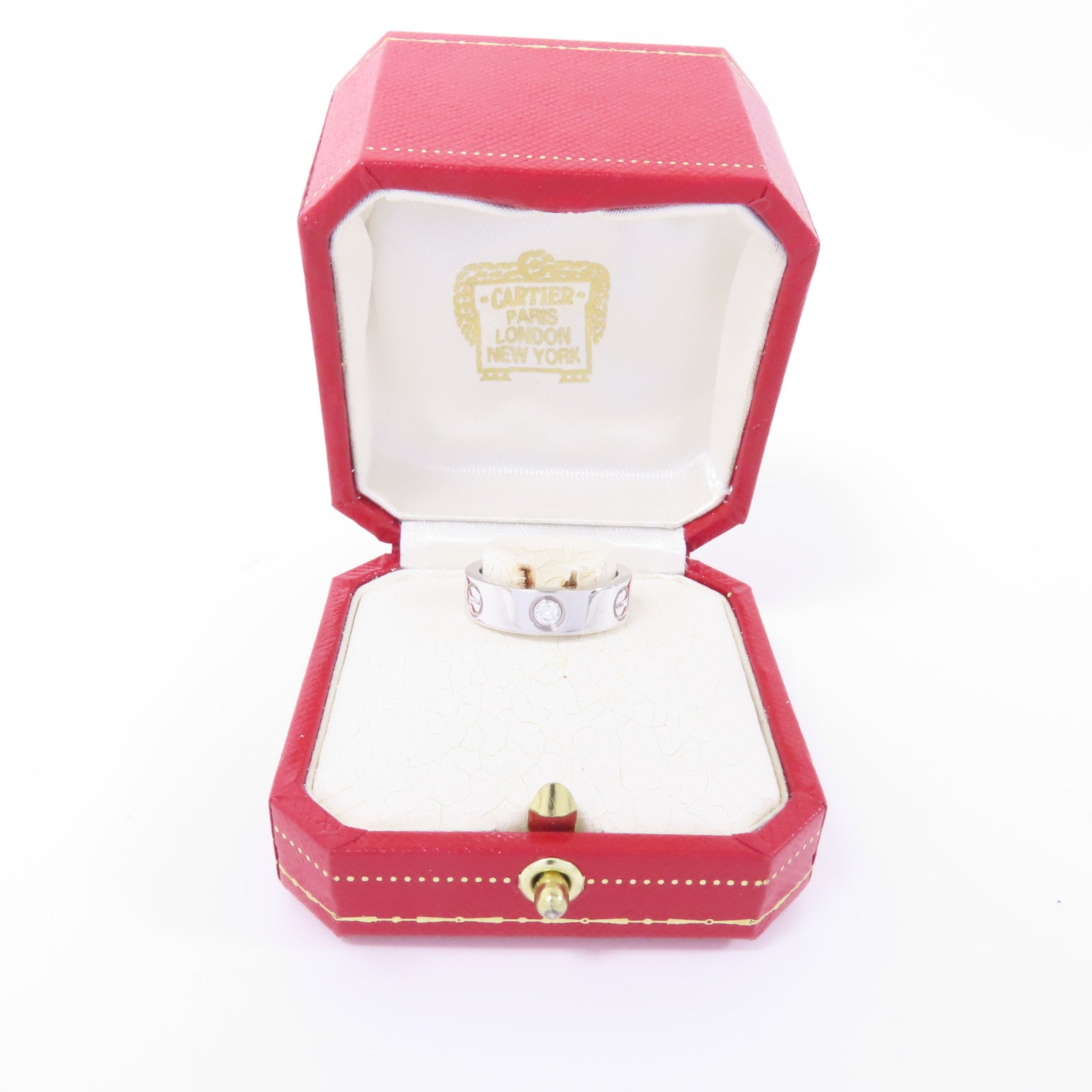 CARTIER 18K白金Love Ring 3 Diamonds鑽石戒指Cartier#53/US#6.25