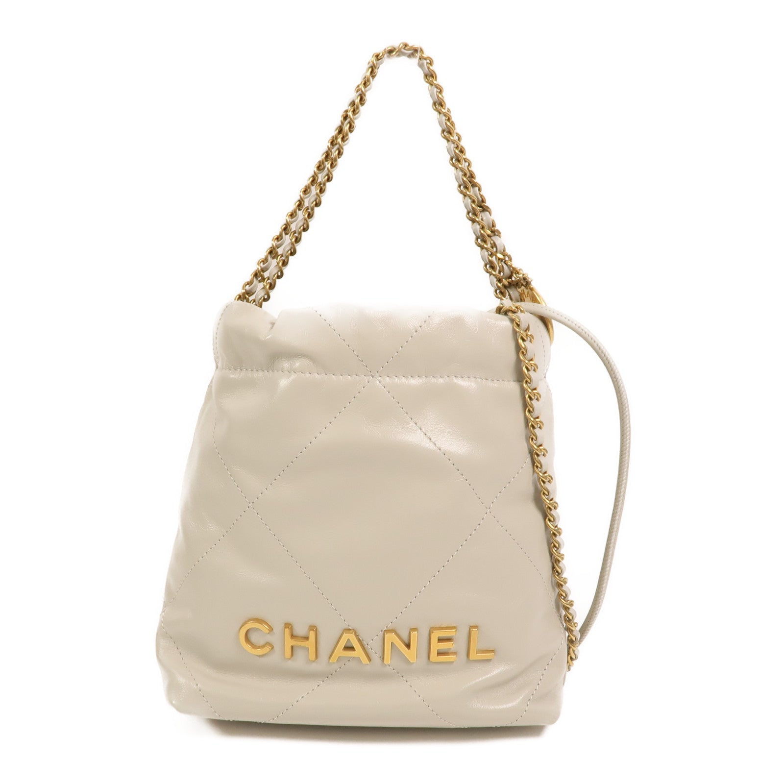 CHANEL 牛皮皮革Chanel 22 Mini鏈帶手挽肩背兩用袋