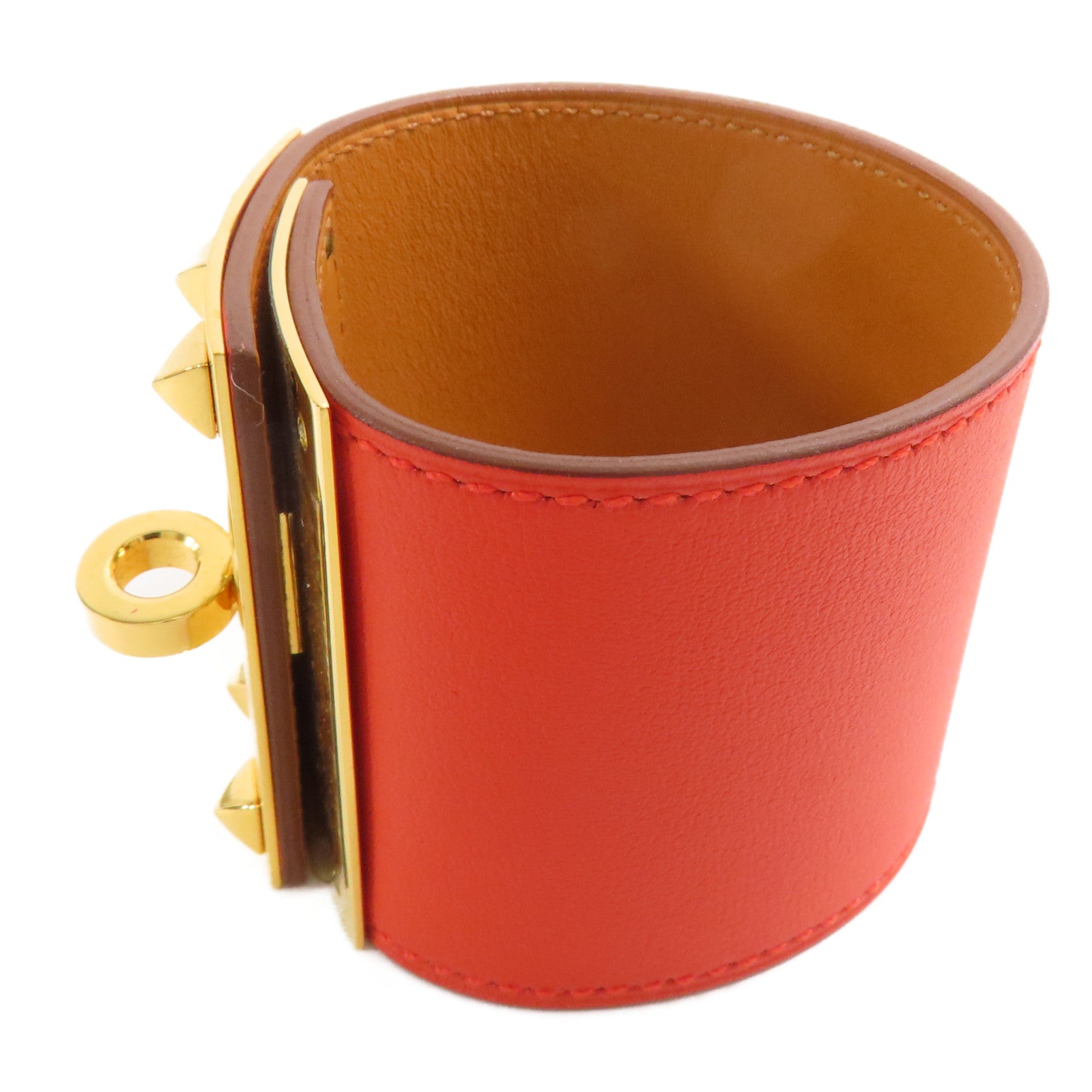 HERMES GHW Kelly Dog Extreme Bracelet Swift Leather Capucine Orange