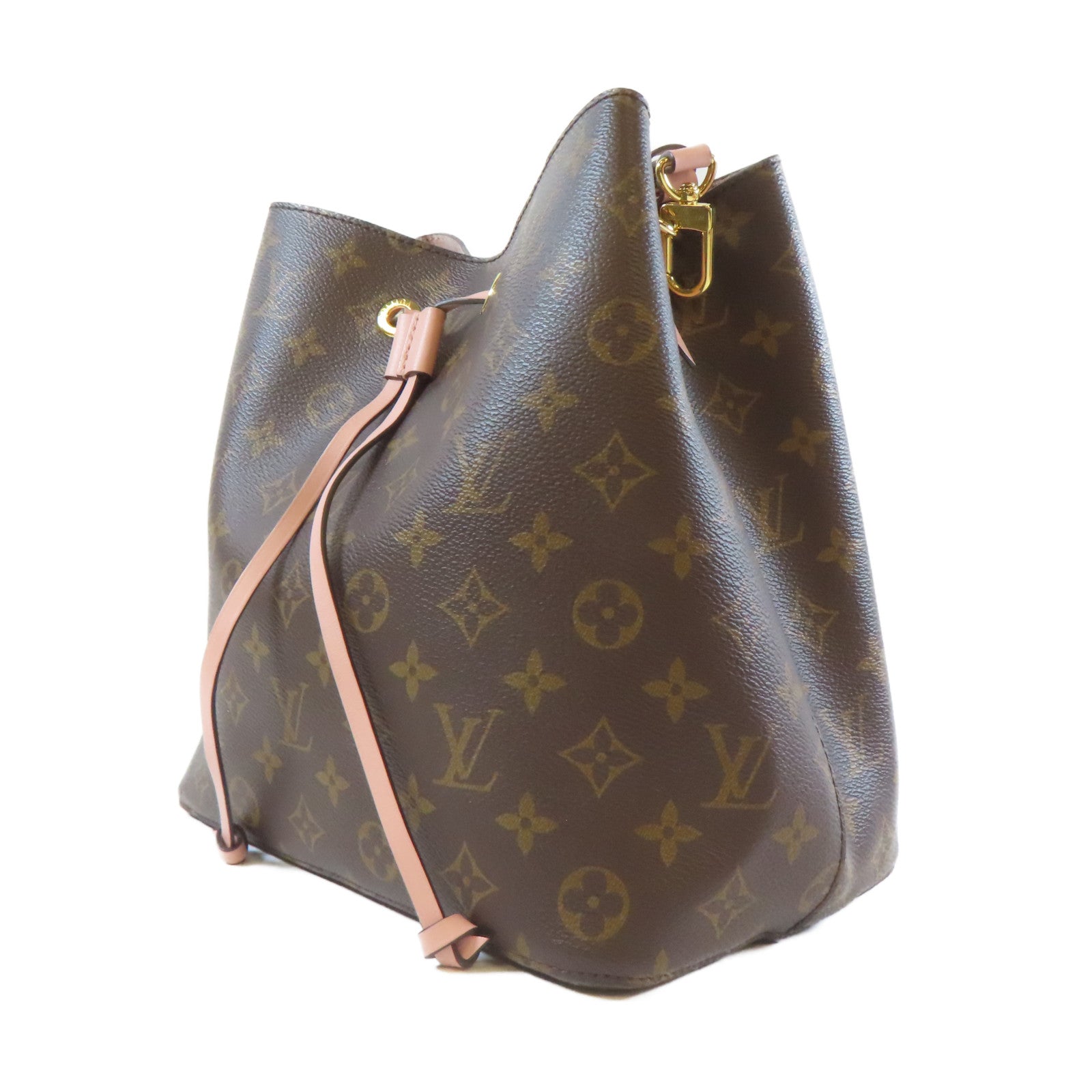 LOUIS VUITTON Monogram Neo Noe MM金扣肩背袋粉紅色/啡色