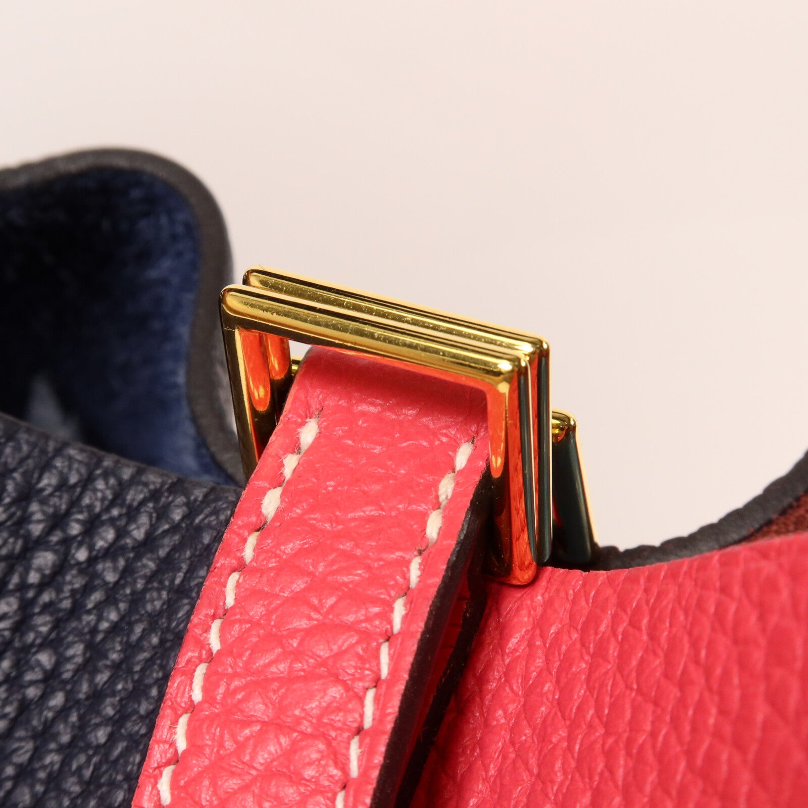 HERMES Clemence皮革Picotin MM手挽袋Rose Extreme/Bleu Nuit