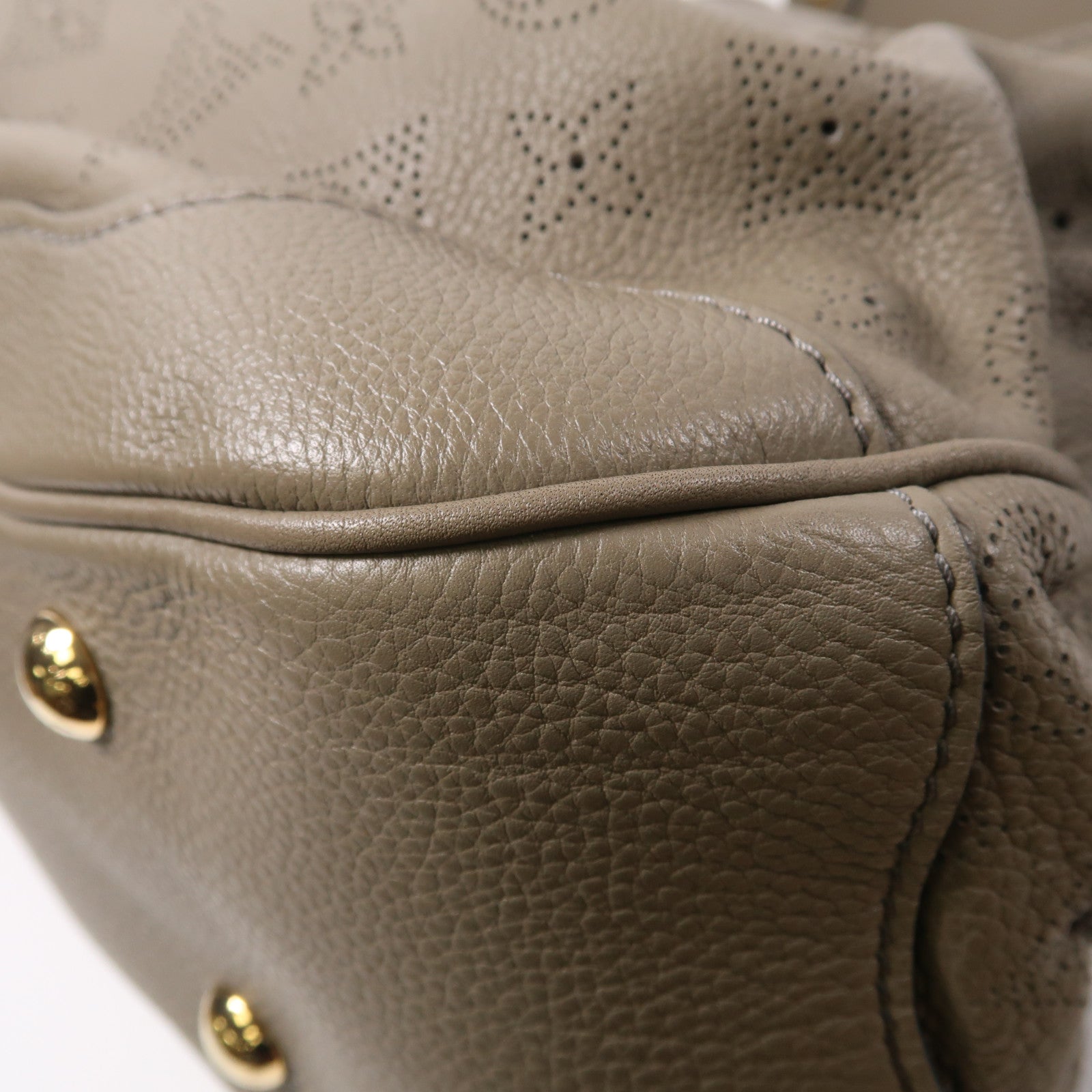 LOUIS VUITTON Mahina Solar PM金扣肩背袋灰褐色