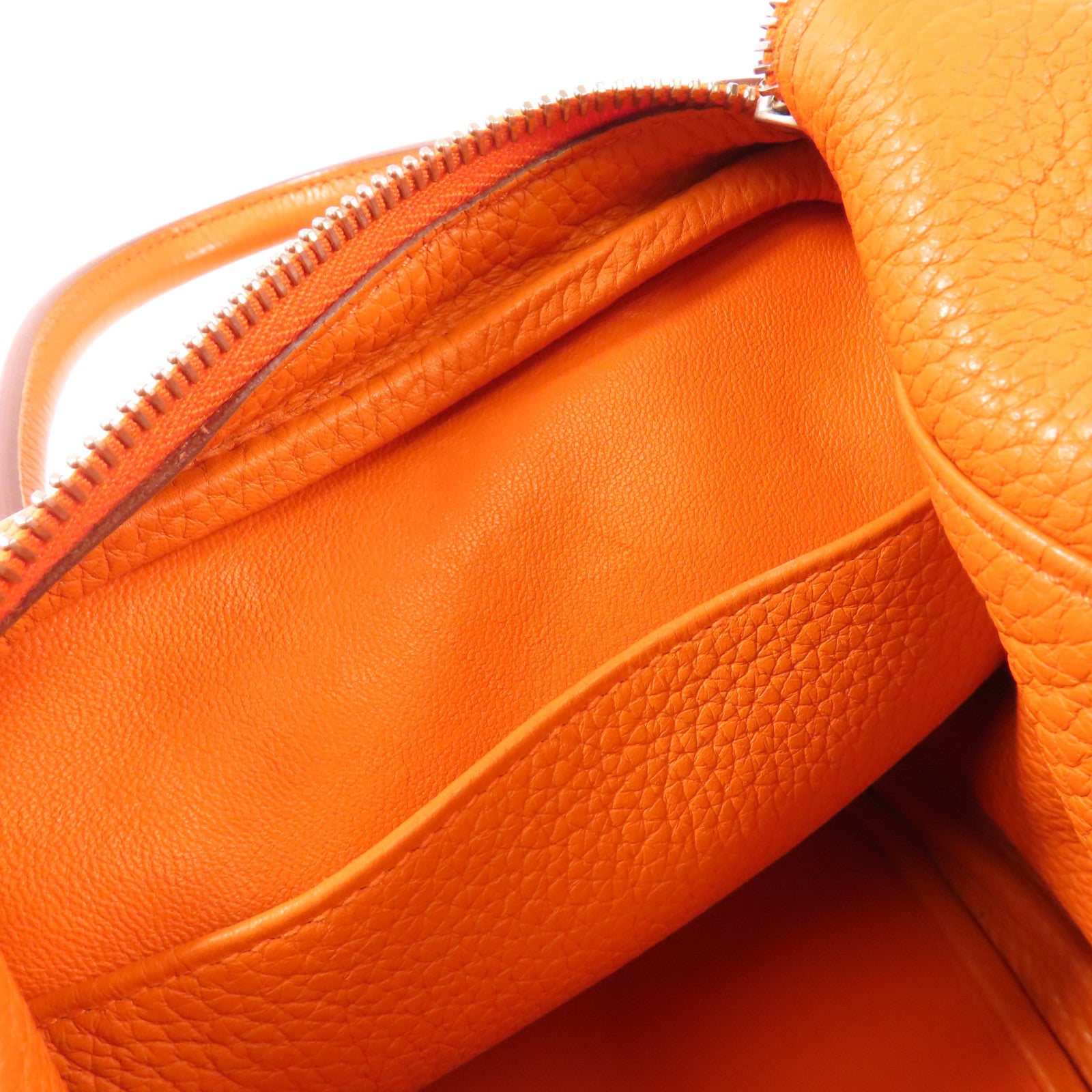 HERMES Clemence皮革Lindy 30銀扣手挽肩背兩用袋Orange
