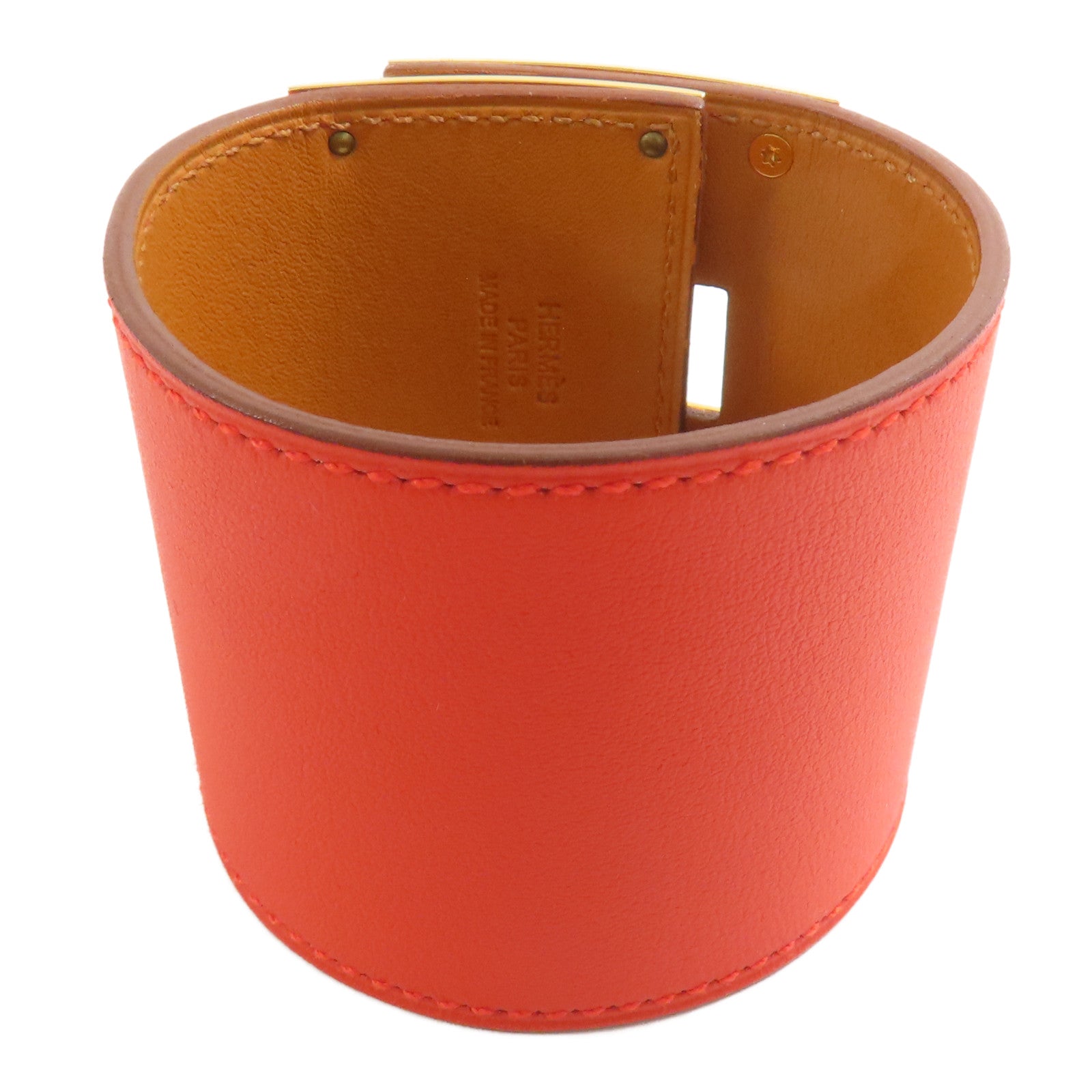 HERMES GHW Kelly Dog Extreme Bracelet Swift Leather Capucine Orange