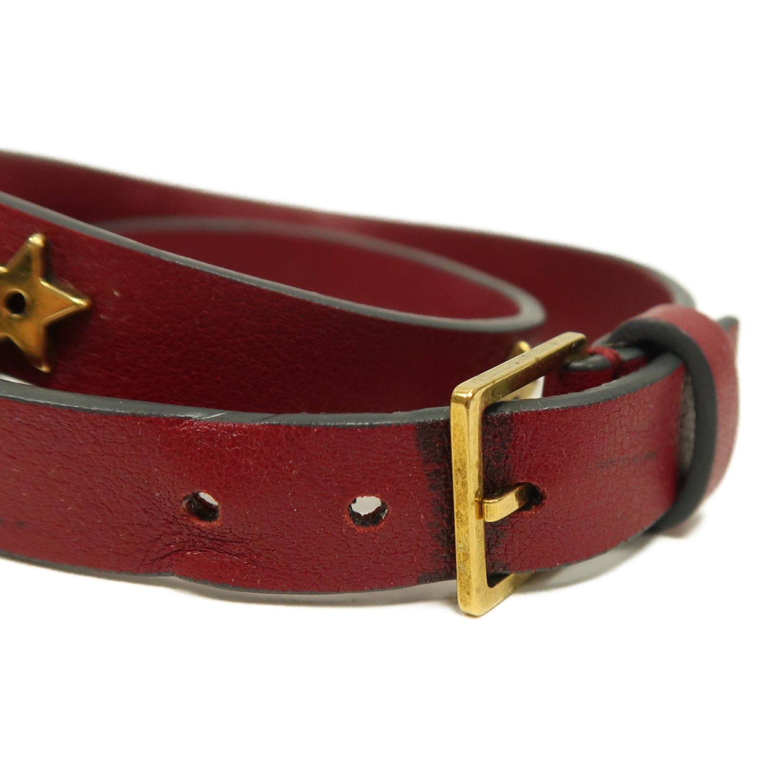 Dior 牛皮皮革/金屬Bracelet金扣手鐲紅色/金色
