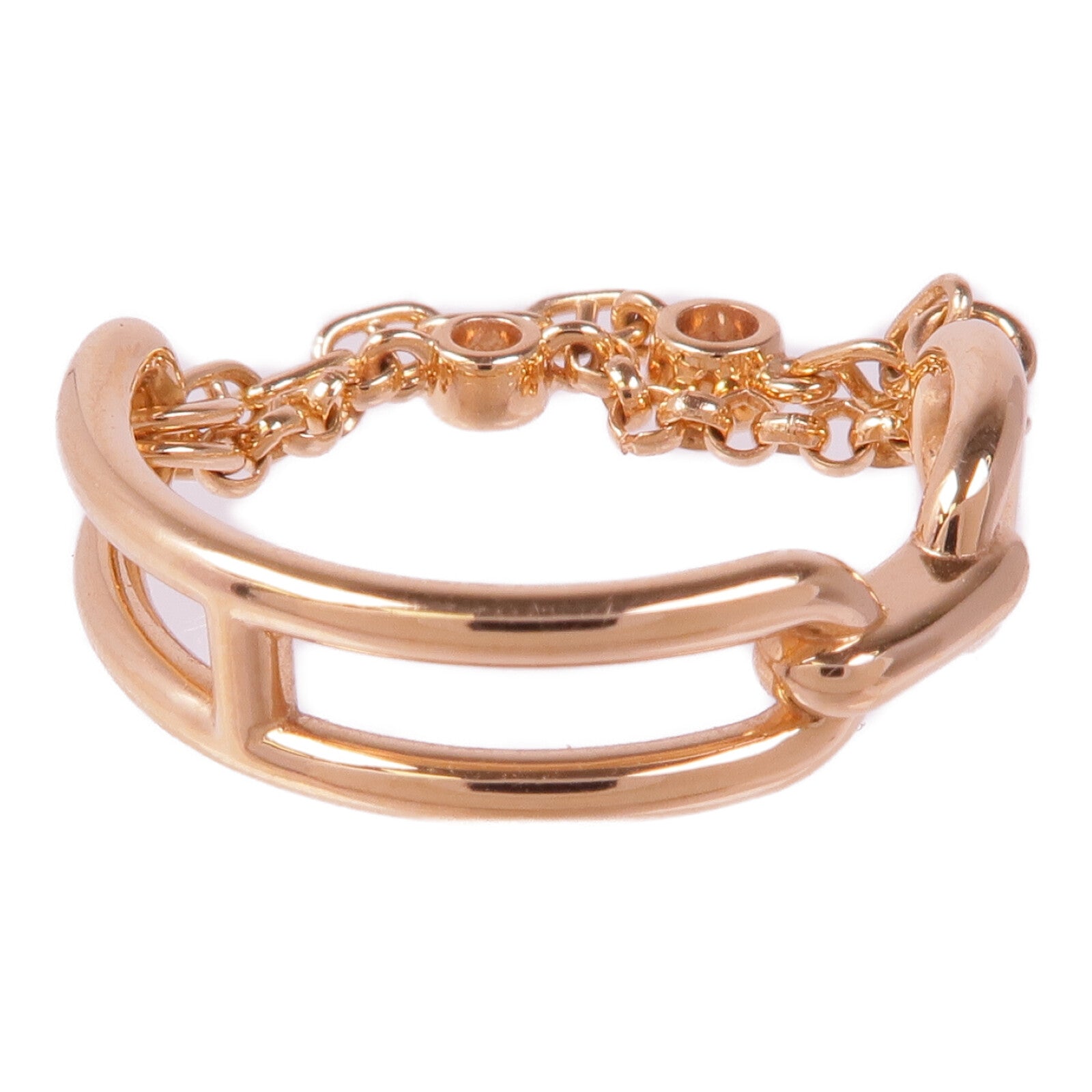 HERMES 18K玫瑰金Chaine d'ancre Chaos Ring鑽石戒指Hermes#57/US#7.5