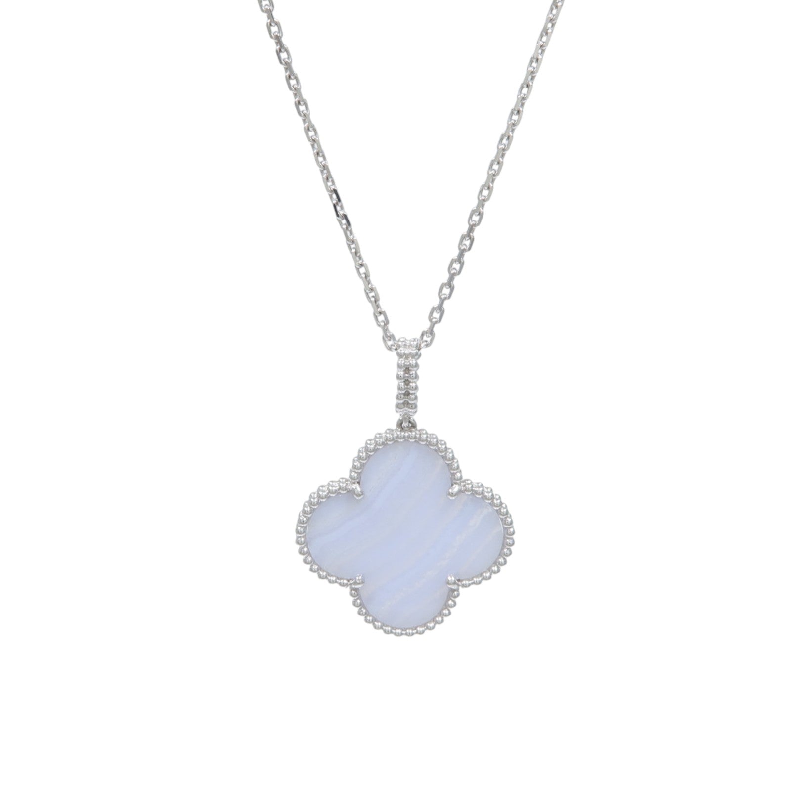 Van Cleef & Arpels 18K白金Magic Alhambra玉髓項鍊