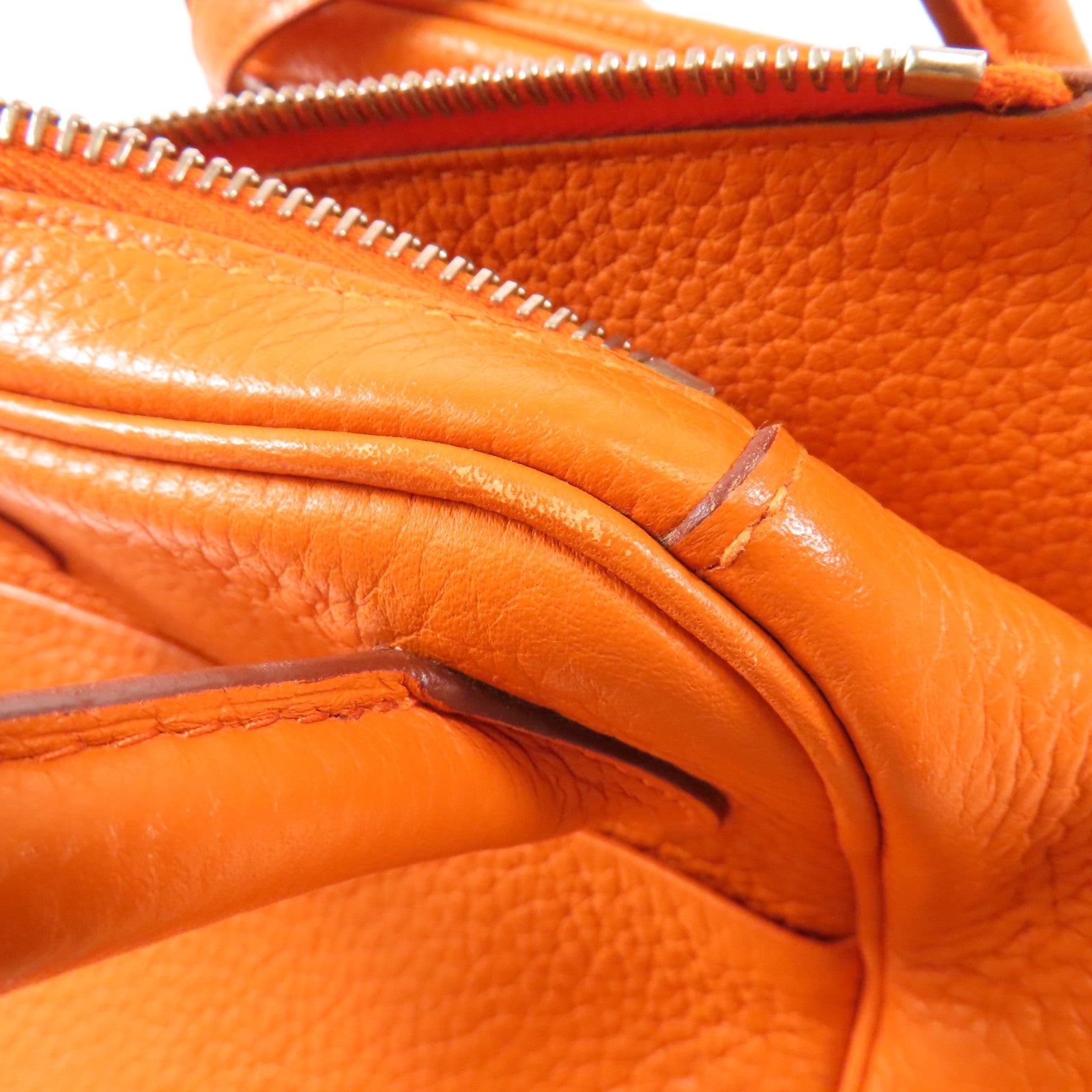 HERMES 【激減優惠】Clemence皮革Lindy 30銀扣手挽肩背兩用袋Orange