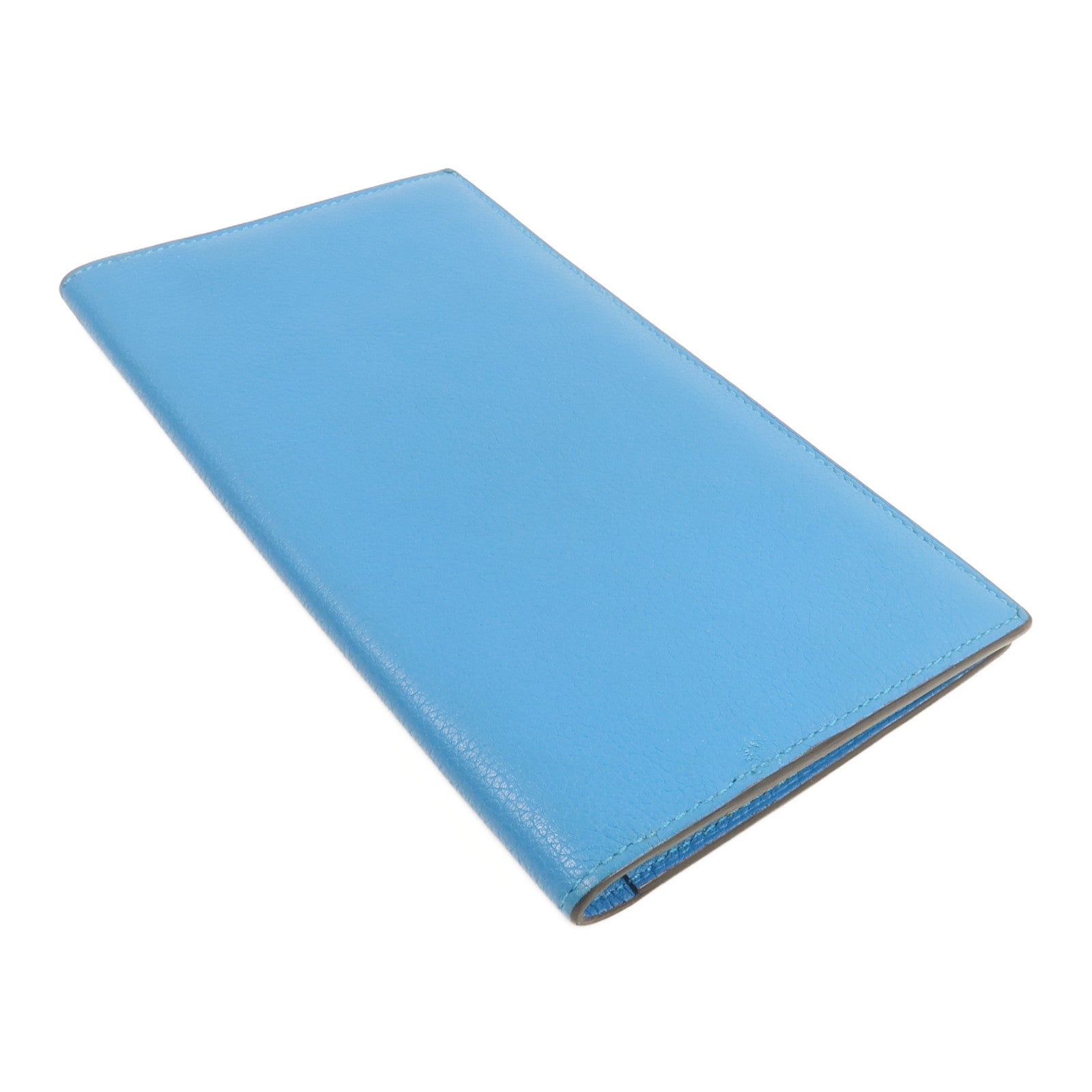 HERMES Evergrain皮革Citizen Twill Long Wallet長錢包Turquoise