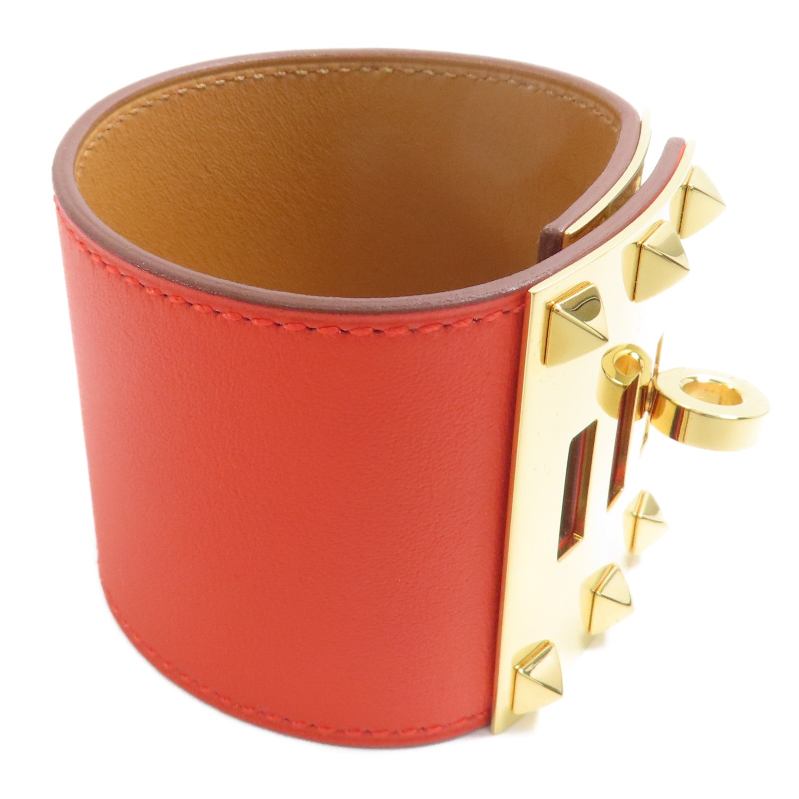 HERMES GHW Kelly Dog Extreme Bracelet Swift Leather Capucine Orange