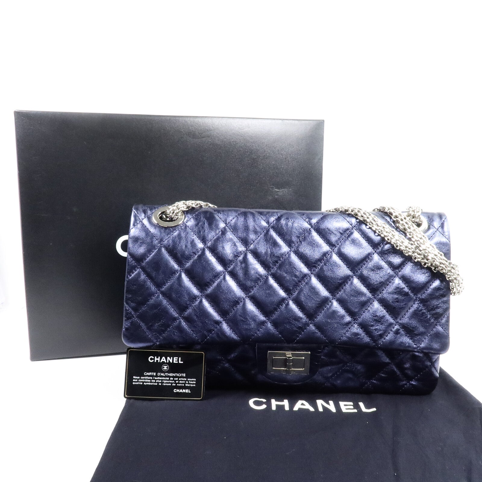 CHANEL 牛皮皮革2.55 Maxi鏈帶肩背袋