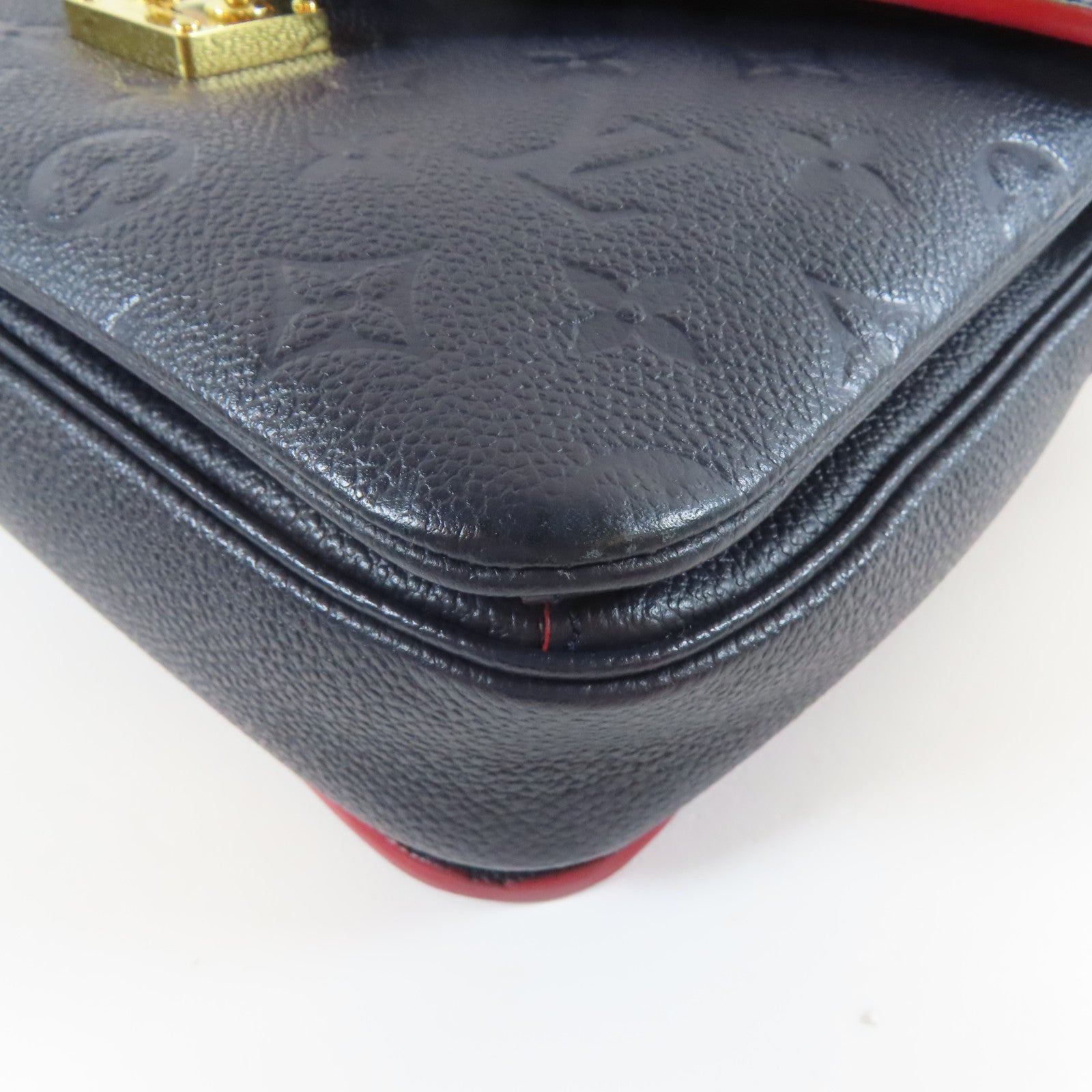 LOUIS VUITTON Monogram Empreinte Pochette Metis金扣手挽肩背兩用袋深藍色