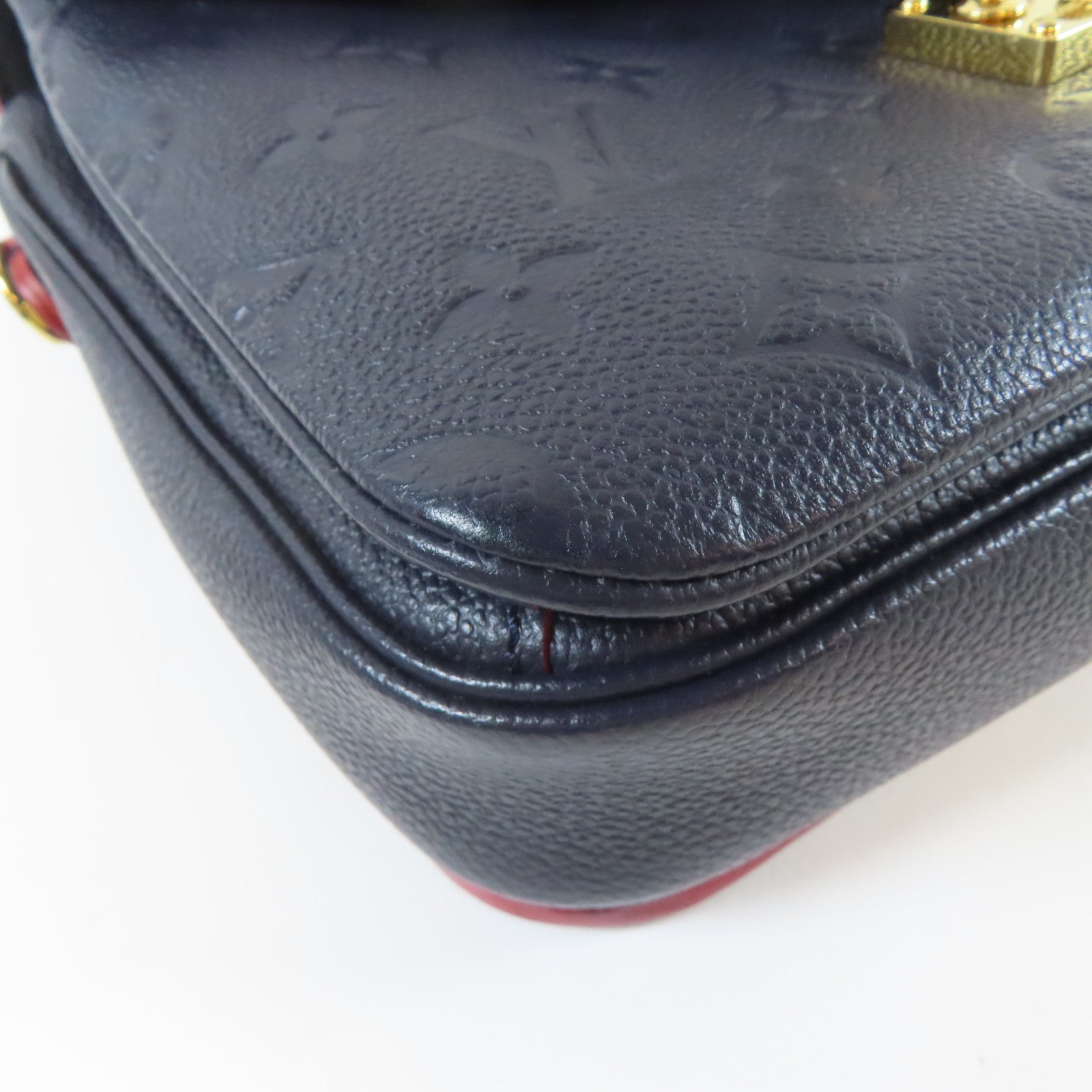 LOUIS VUITTON Monogram Empreinte Pochette Metis金扣手挽肩背兩用袋深藍色