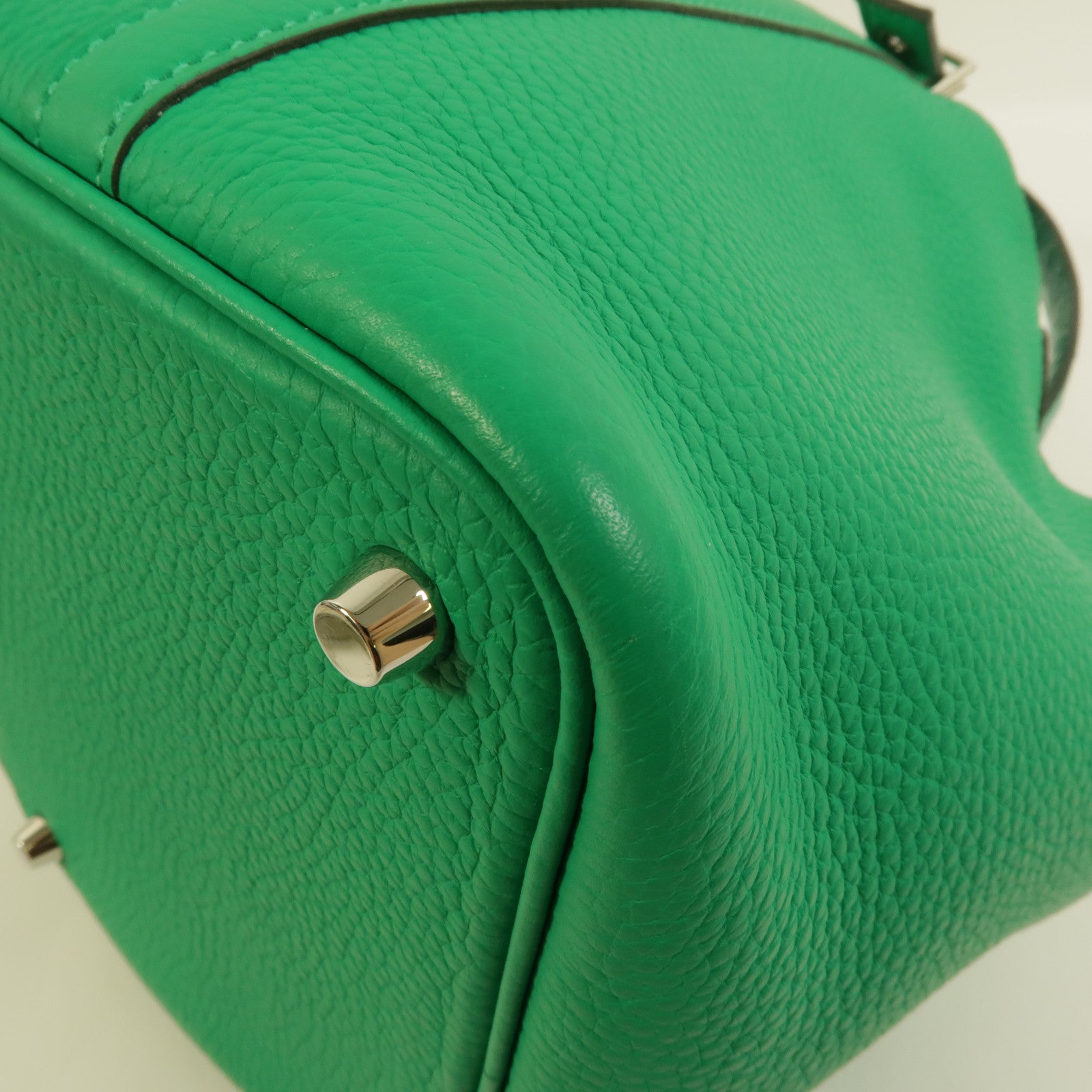 HERMES Clemence/鱷魚皮革Picotin PM Touch手挽袋Menthe/Vert Jade
