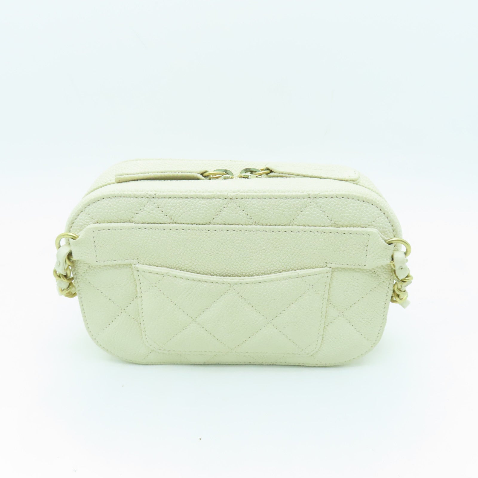 CHANEL 【激減優惠】菱格Caviar皮革Waist Bag金扣腰包白色