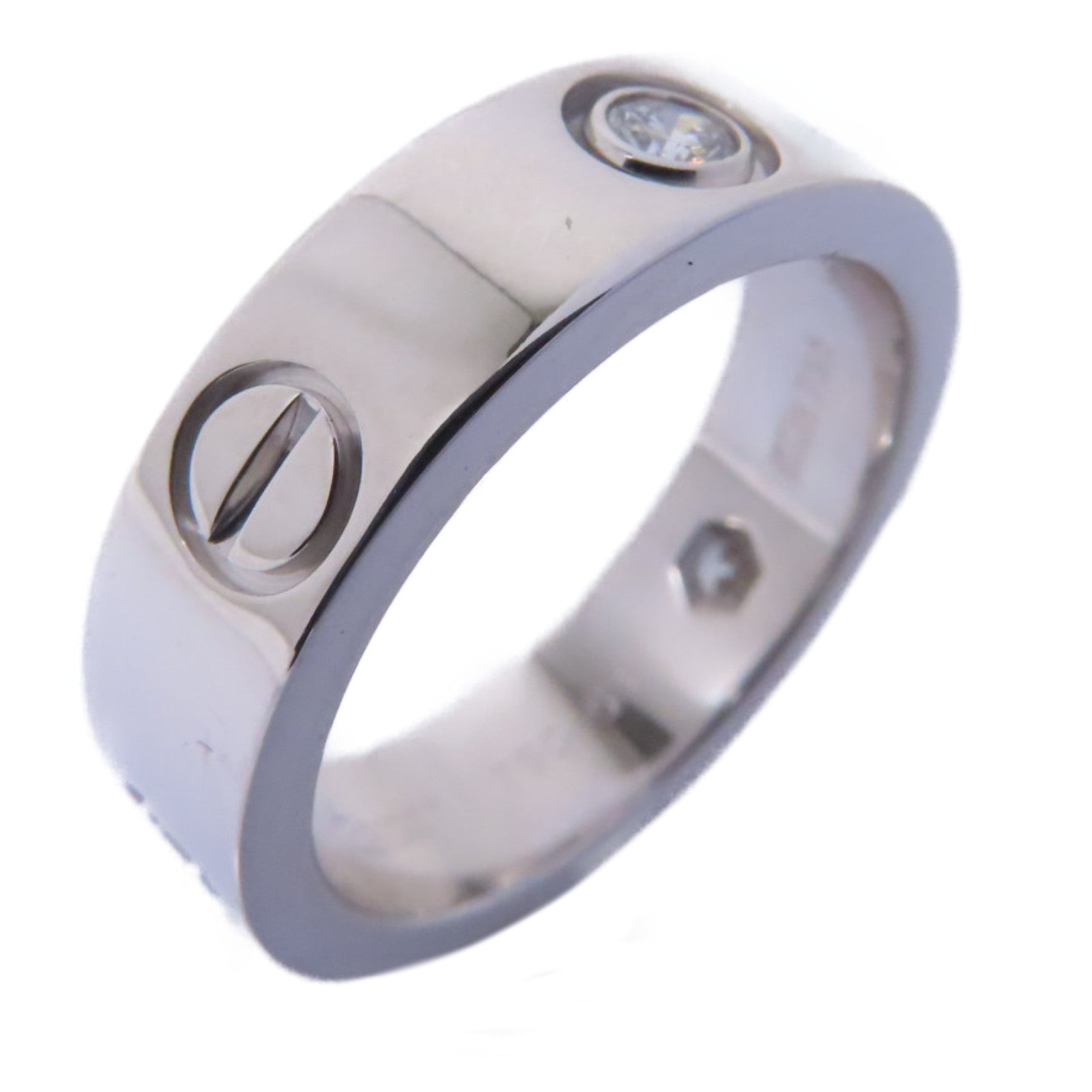 CARTIER 18K白金Love Ring 3 Diamonds鑽石戒指Cartier#53/US#6.25