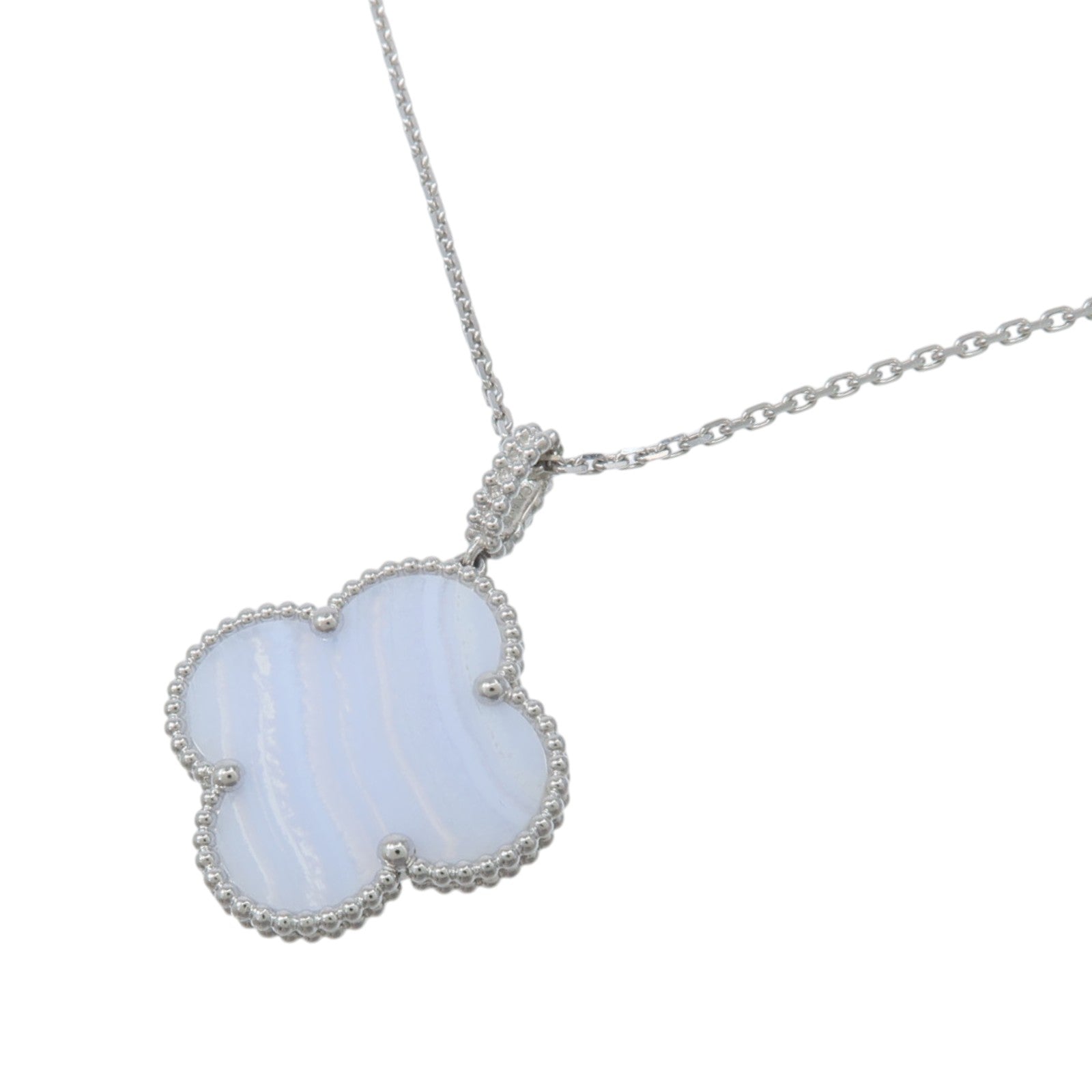 Van Cleef & Arpels 18K白金Magic Alhambra玉髓項鍊