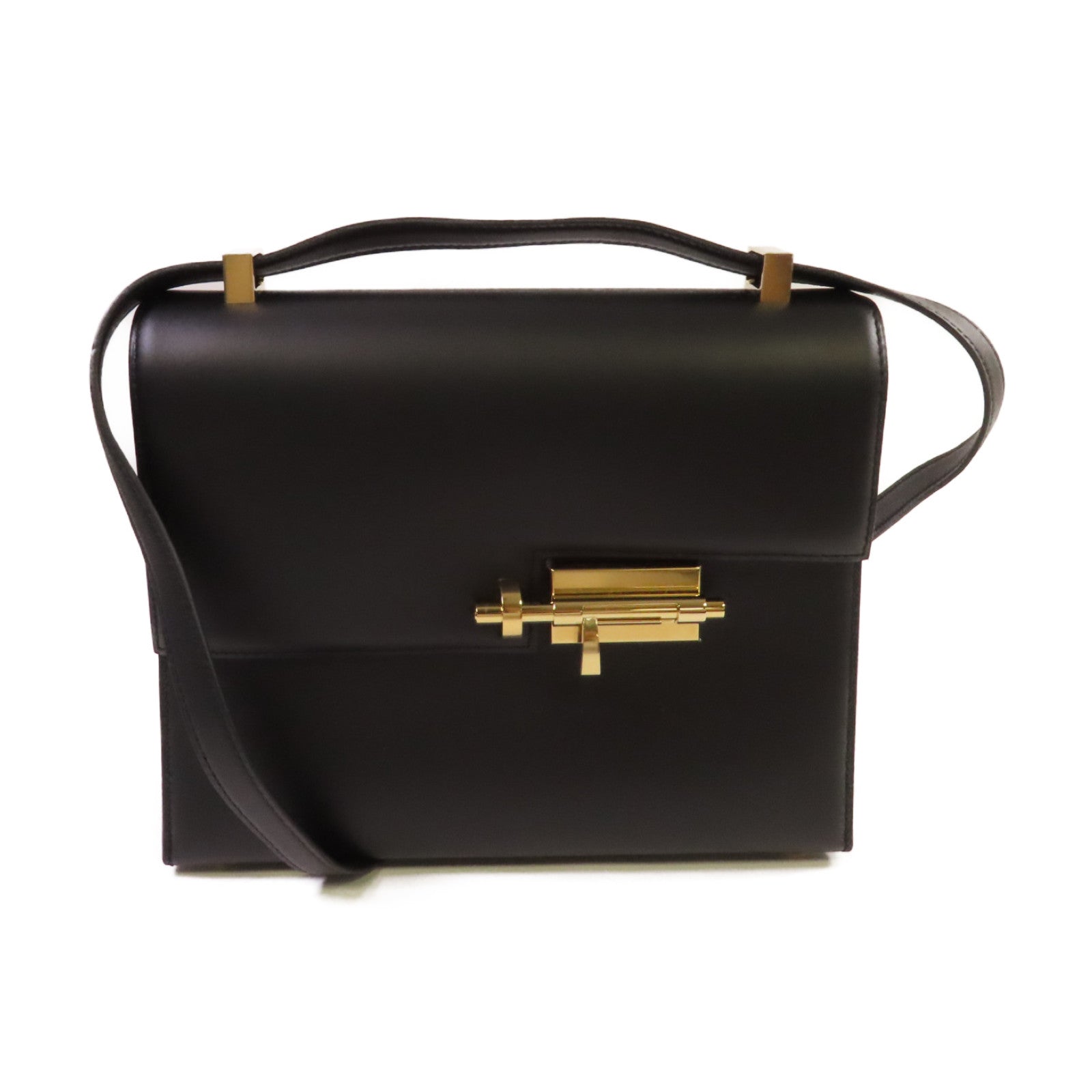 HERMES 【激減優惠】Swift皮革Verrou 23 Shoulder Bag金扣肩背袋Noir/黑色