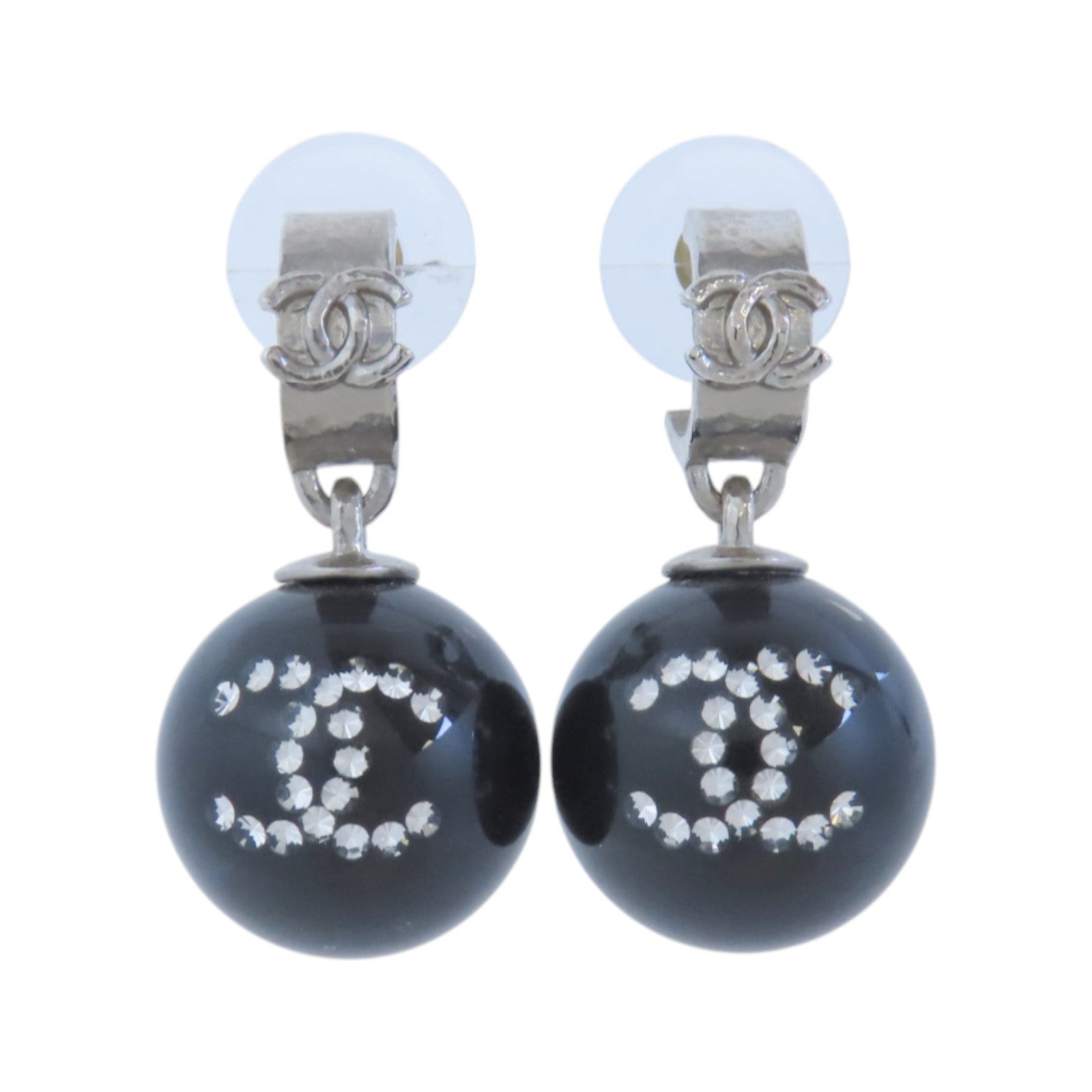 CHANEL CC GHW Earrings D21/K PVC Metal Black