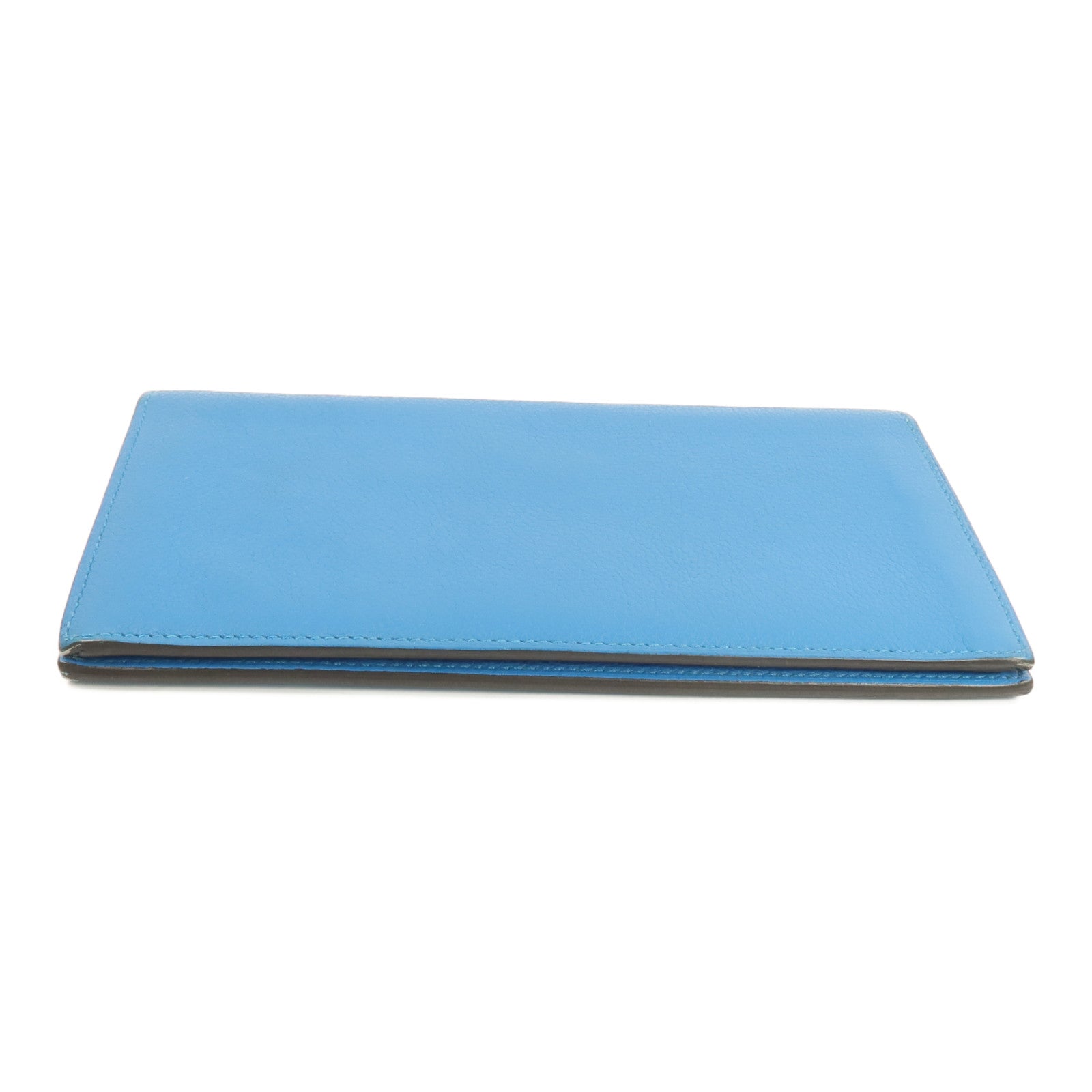 HERMES Evergrain皮革Citizen Twill Long Wallet長錢包Turquoise