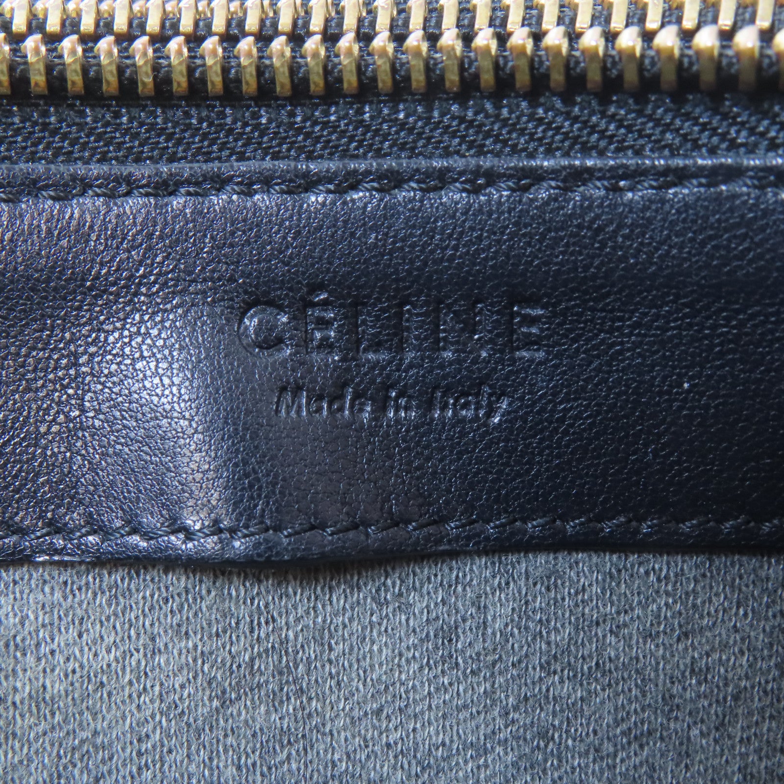 CELINE 羊皮皮革Trio金扣肩背袋黑色