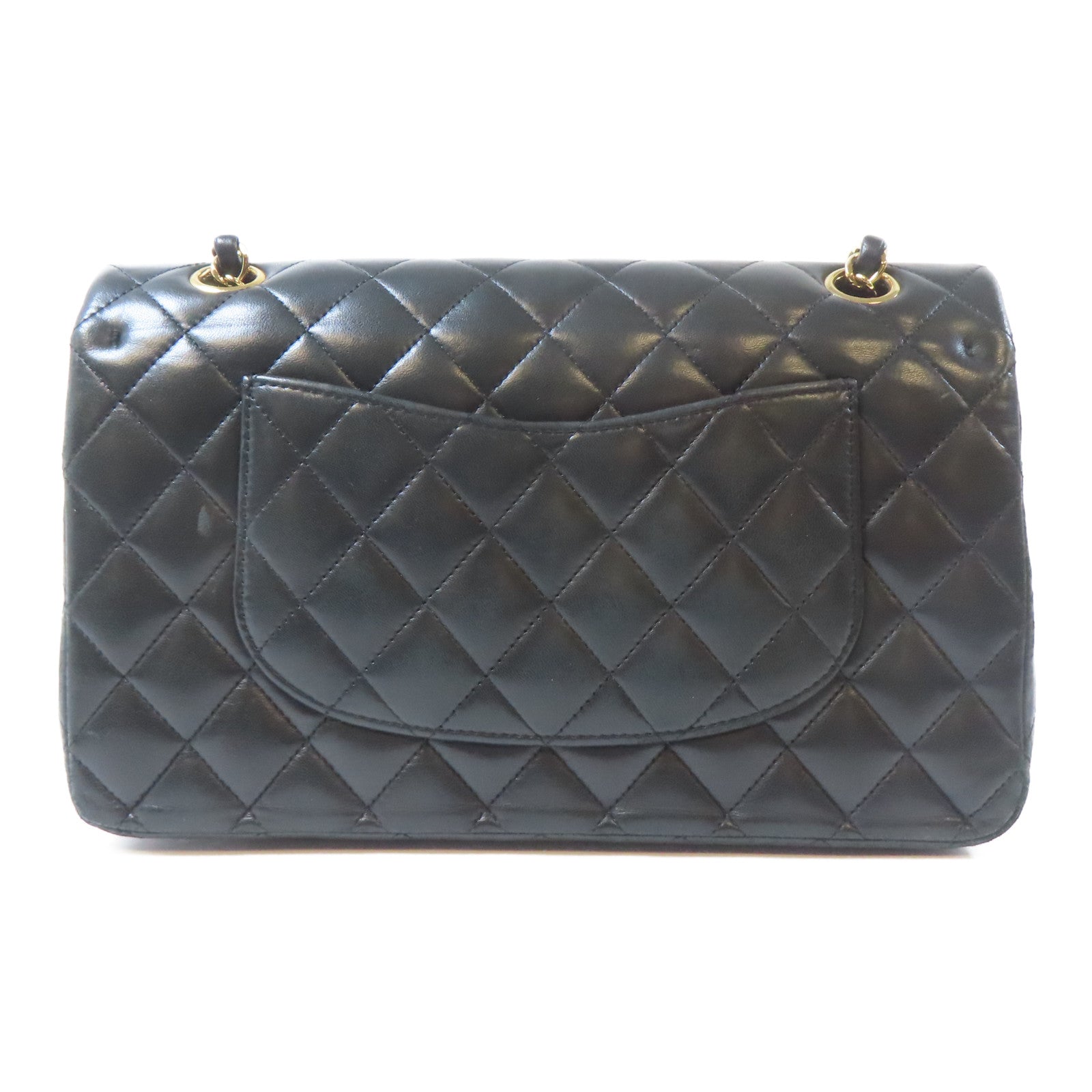 CHANEL 菱格羊皮皮革Classic 25金扣鏈帶肩背袋黑色