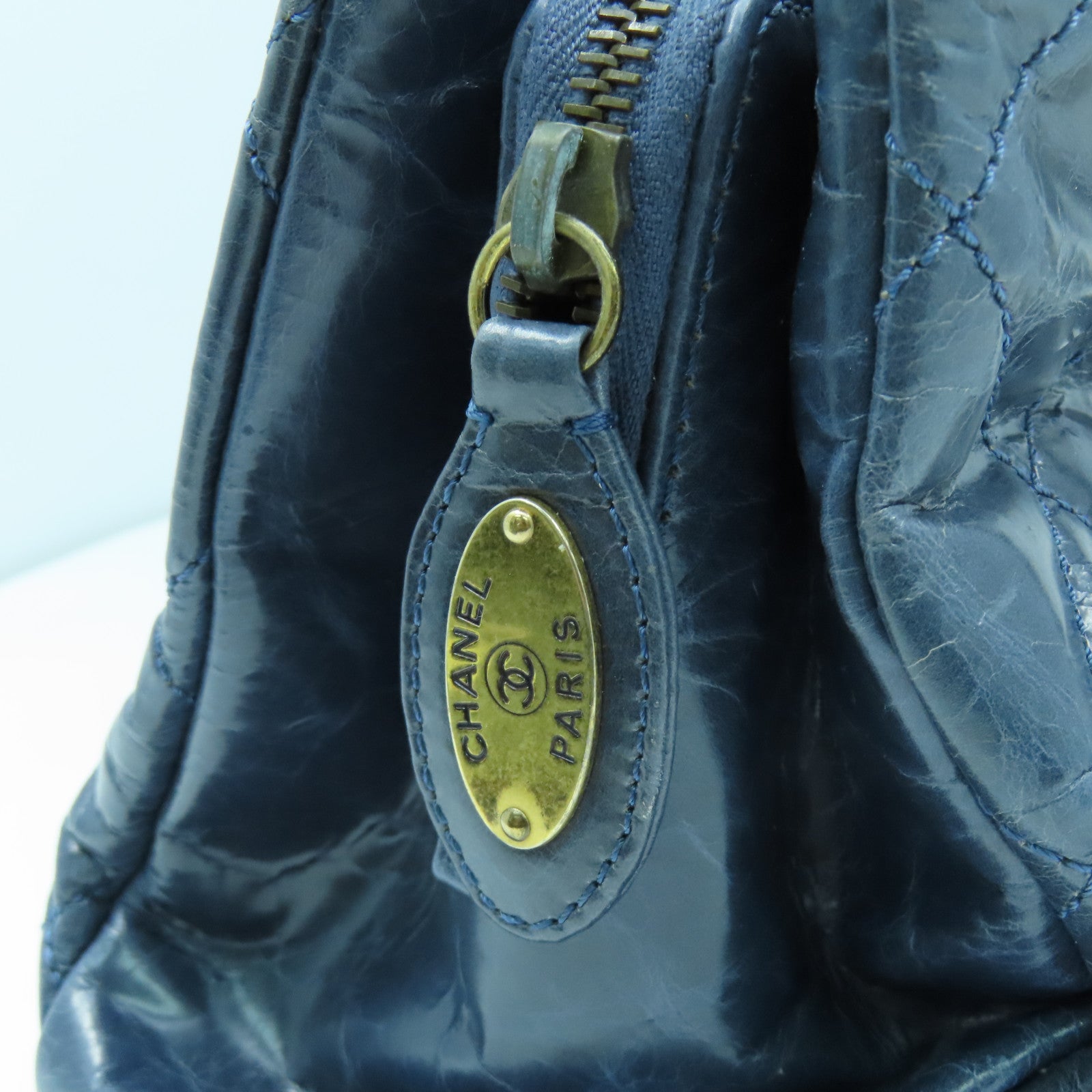 CHANEL 【清倉大減價】菱格牛皮皮革Shoulder Bag金扣肩背袋藍色