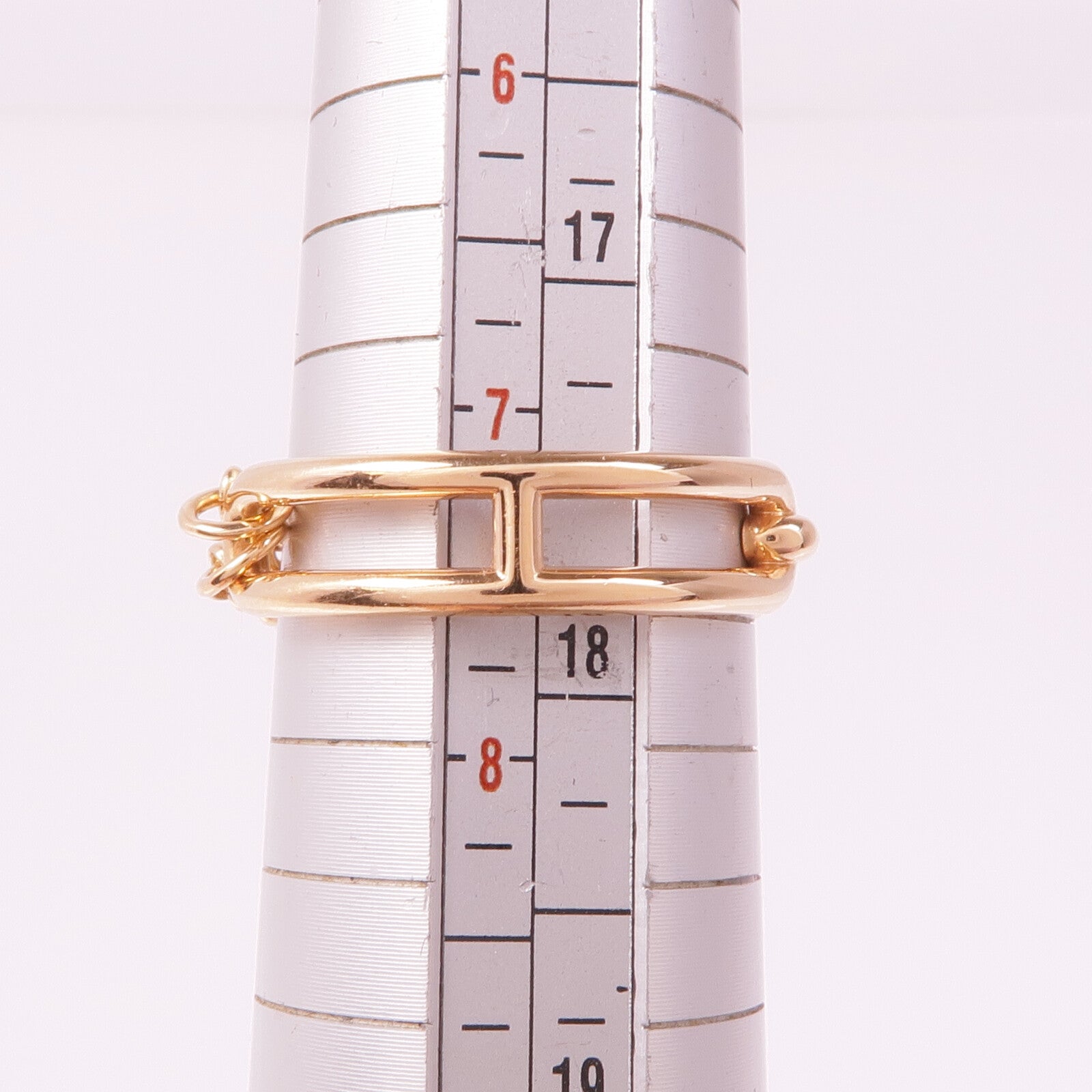 HERMES 18K玫瑰金Chaine d'ancre Chaos Ring鑽石戒指Hermes#57/US#7.5