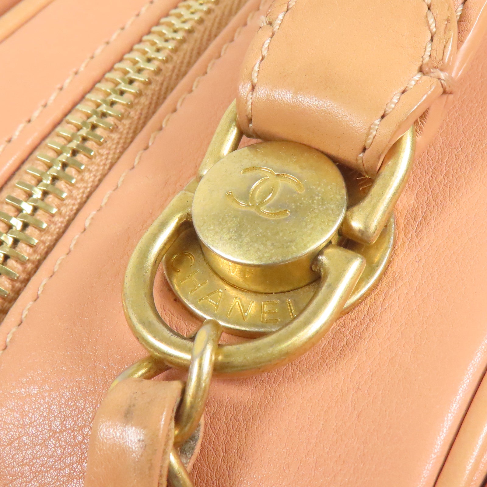 CHANEL 皮革Shoulder Bag金扣鏈帶手挽肩背兩用袋