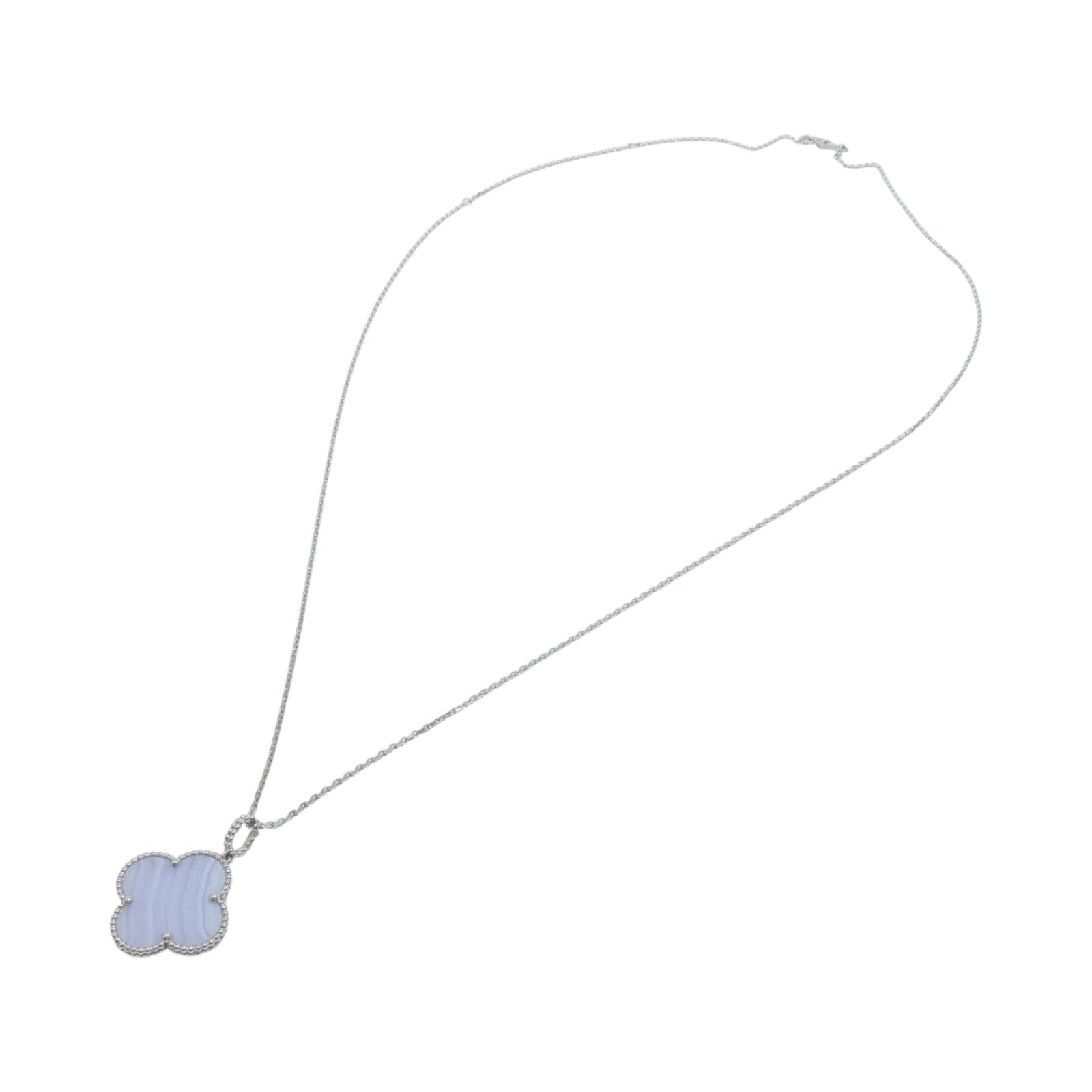 Van Cleef & Arpels 18K白金Magic Alhambra玉髓項鍊