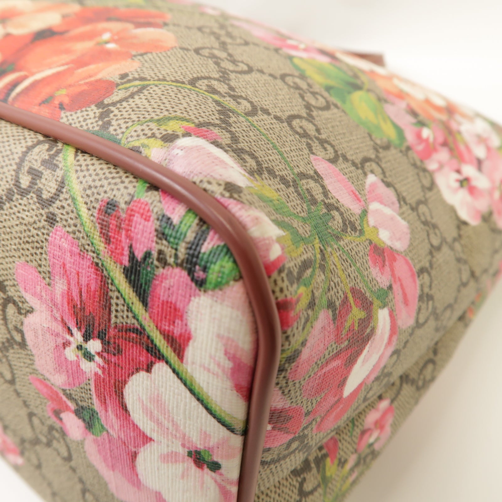 GUCCI 塗層帆布Tote Bag銀扣手挽袋米色/紅色/粉紅色
