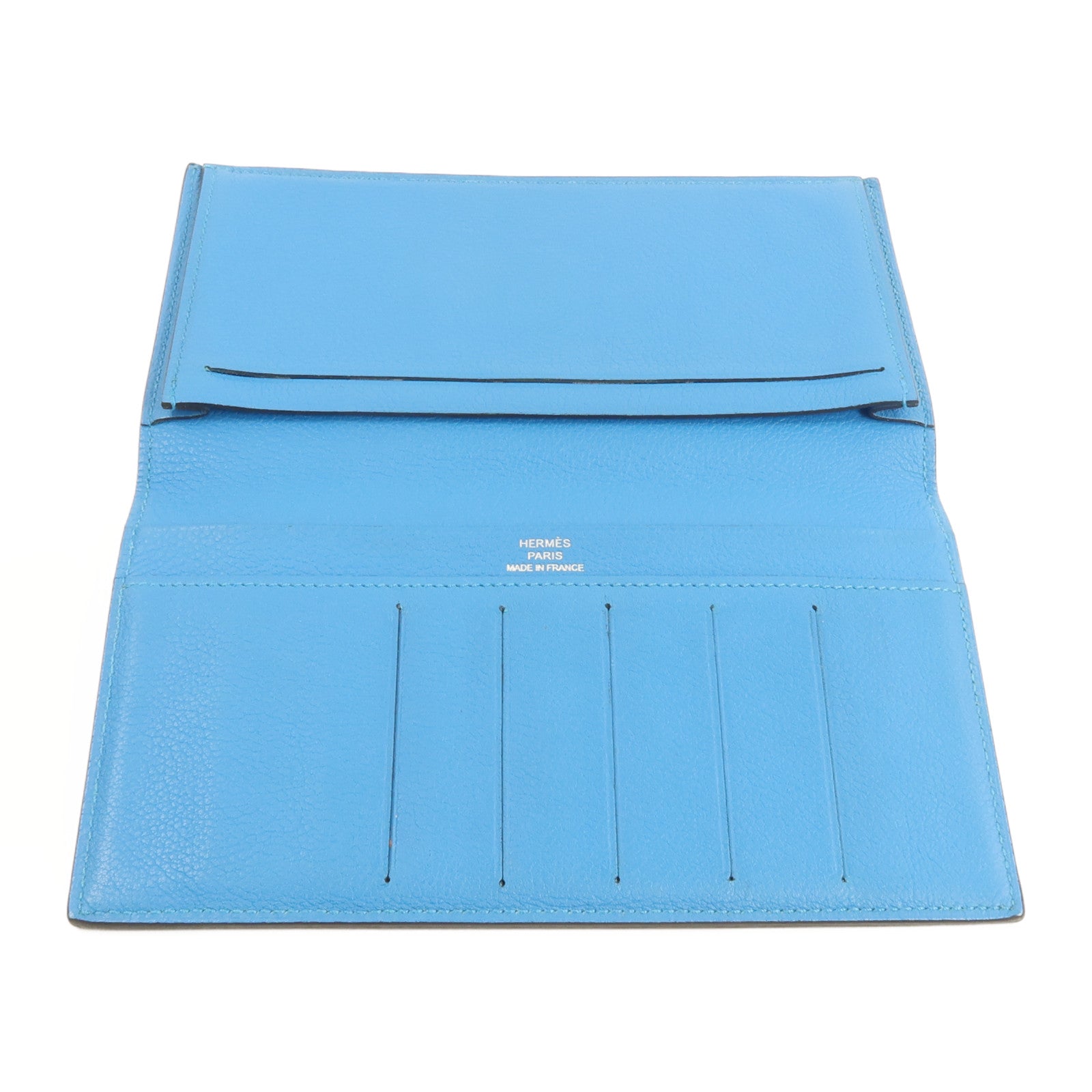 HERMES Evergrain皮革Citizen Twill Long Wallet長錢包Turquoise