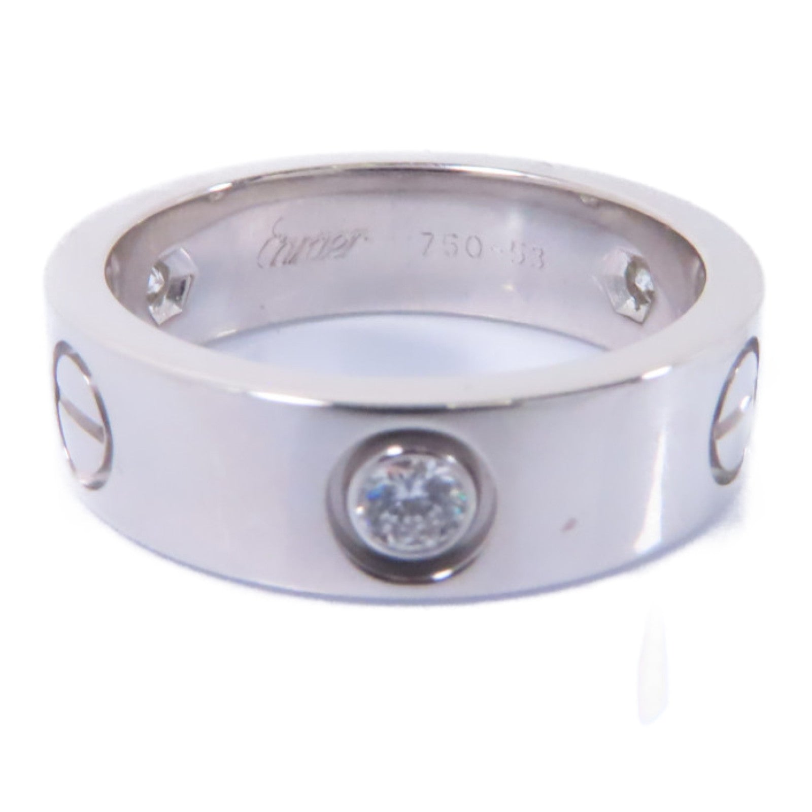 CARTIER 18K白金Love Ring 3 Diamonds鑽石戒指Cartier#53/US#6.25