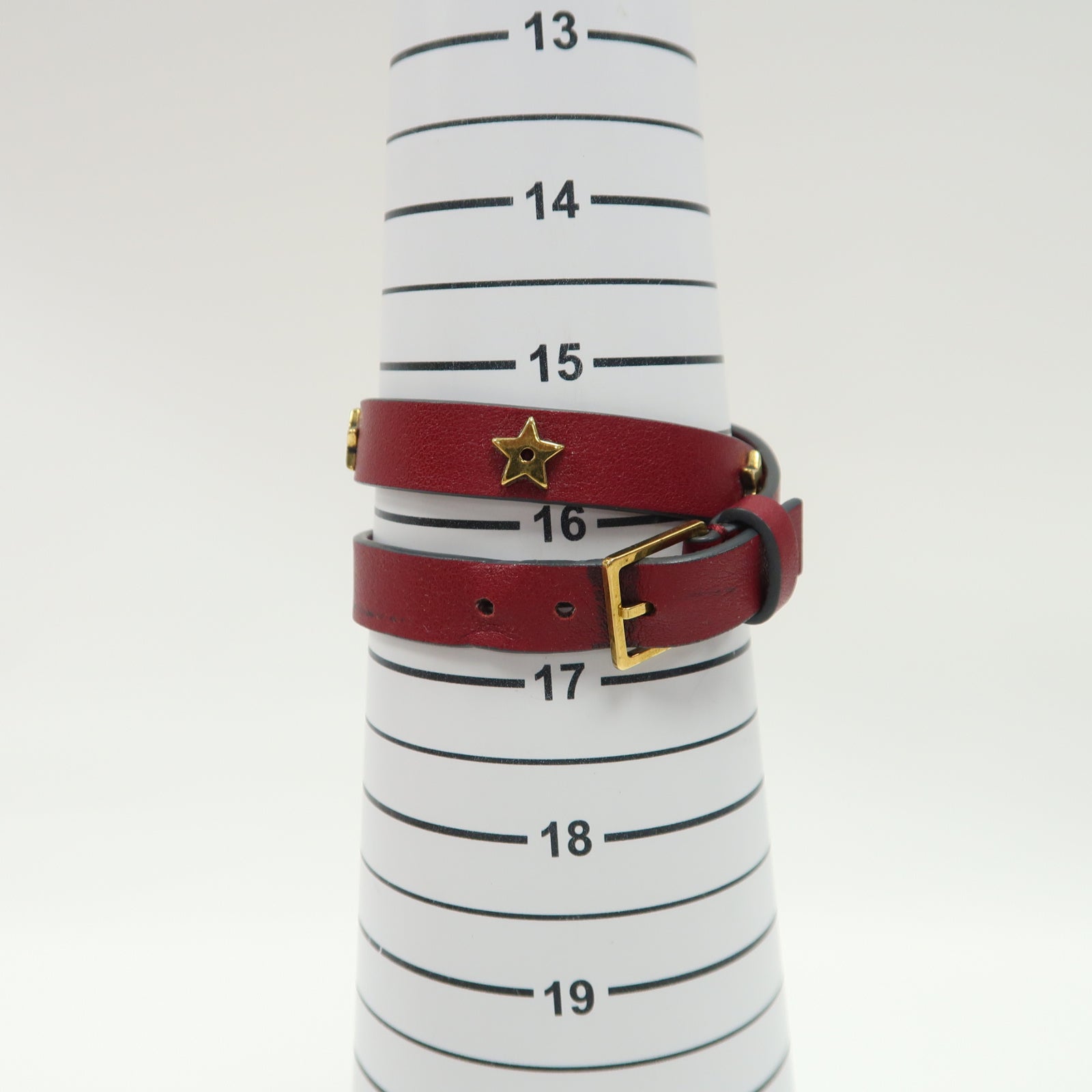 Dior 牛皮皮革/金屬Bracelet金扣手鐲紅色/金色