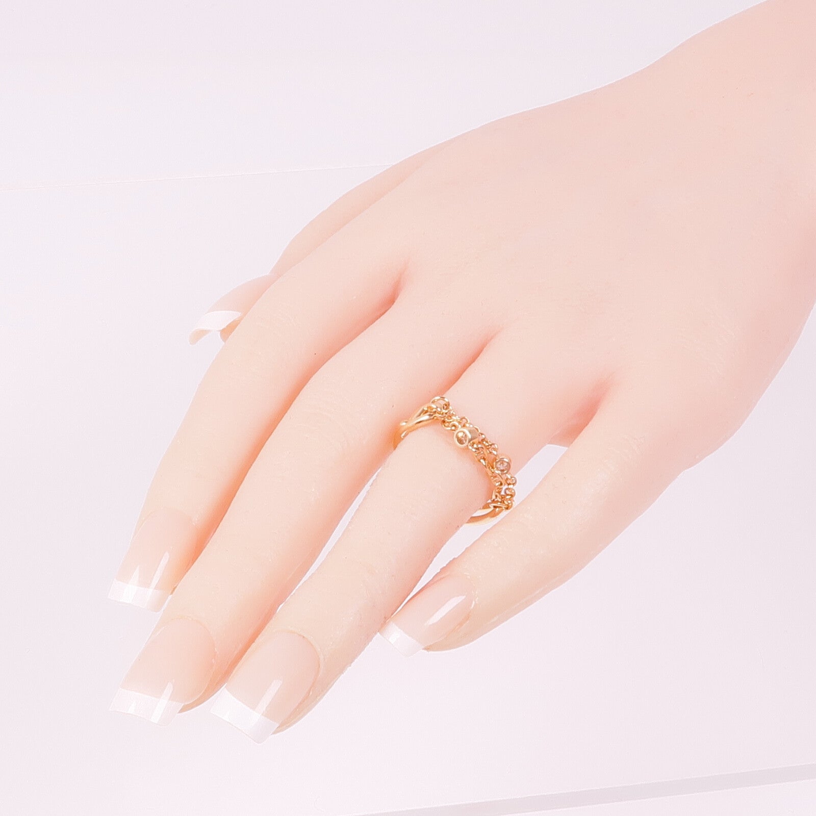 HERMES 18K玫瑰金Chaine d'ancre Chaos Ring鑽石戒指Hermes#57/US#7.5